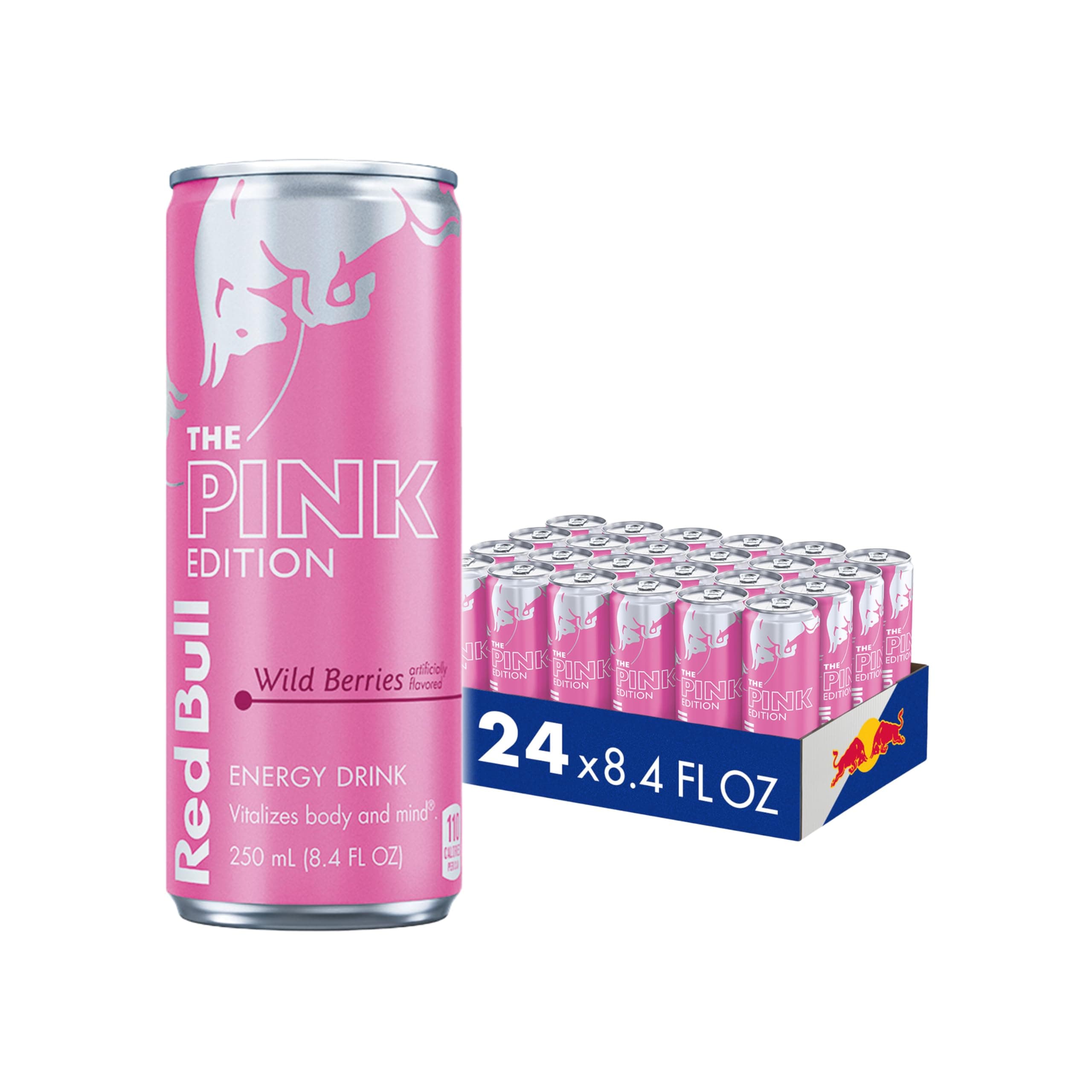 Red Bull Wild Berries, Pink Edition, with 80mg Caffeine plus Taurine & B Vitamins, 8.4 Fl Oz, Pack of 24 Cans