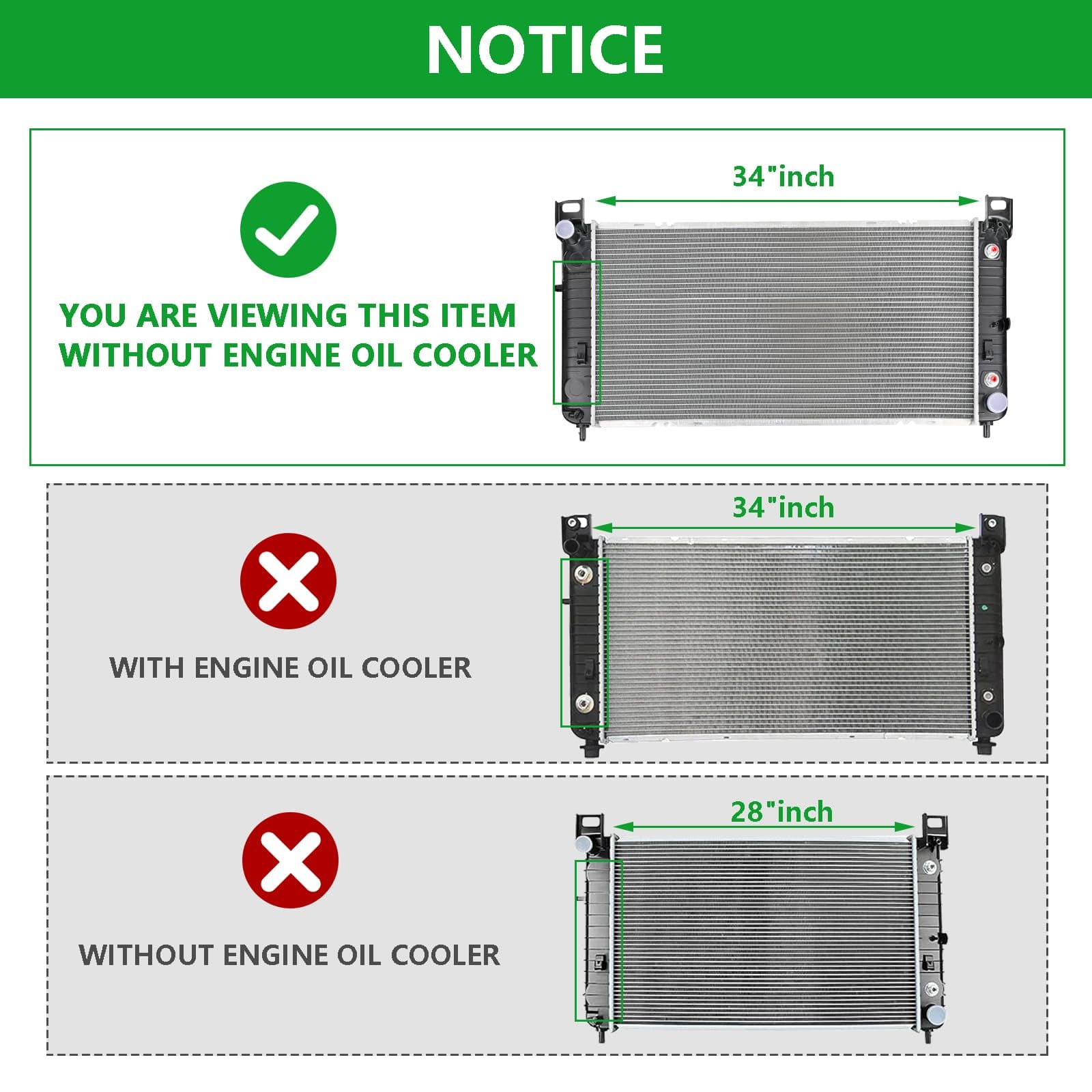 34" Core Radiator Complete Assembly Compatible with 2007-2013 Avalanche 5.3L 2002-2006 Avalanche 1500 5.3L 2007-2009 Avalanche 6.0L 2423