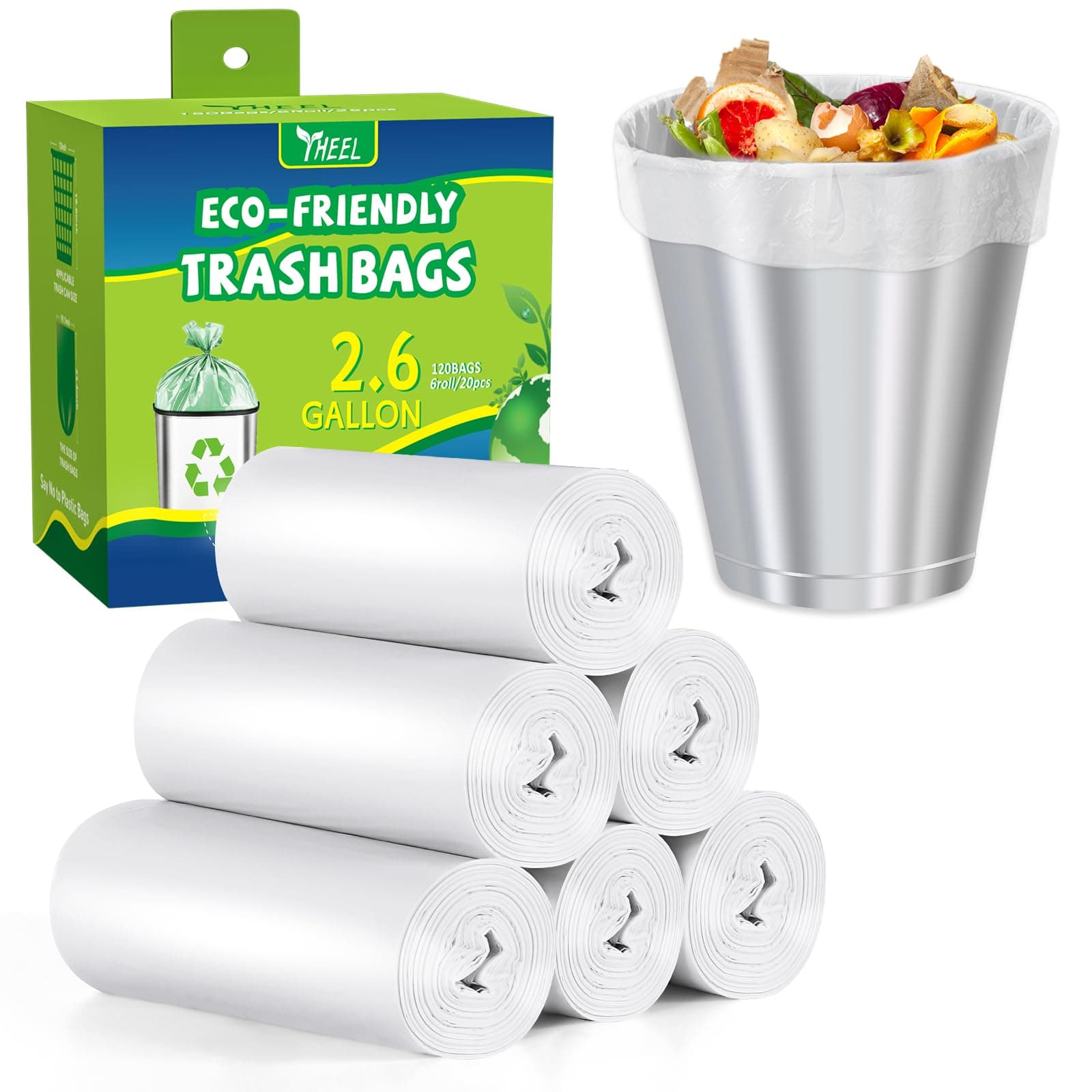 2.6-Gallon Small Trash bags: Clear Bathroom Trash Bags Small Garbage Bags for Bathroom Bedroom Office - 10L Mini Trash-Can-Liners (120 counts)