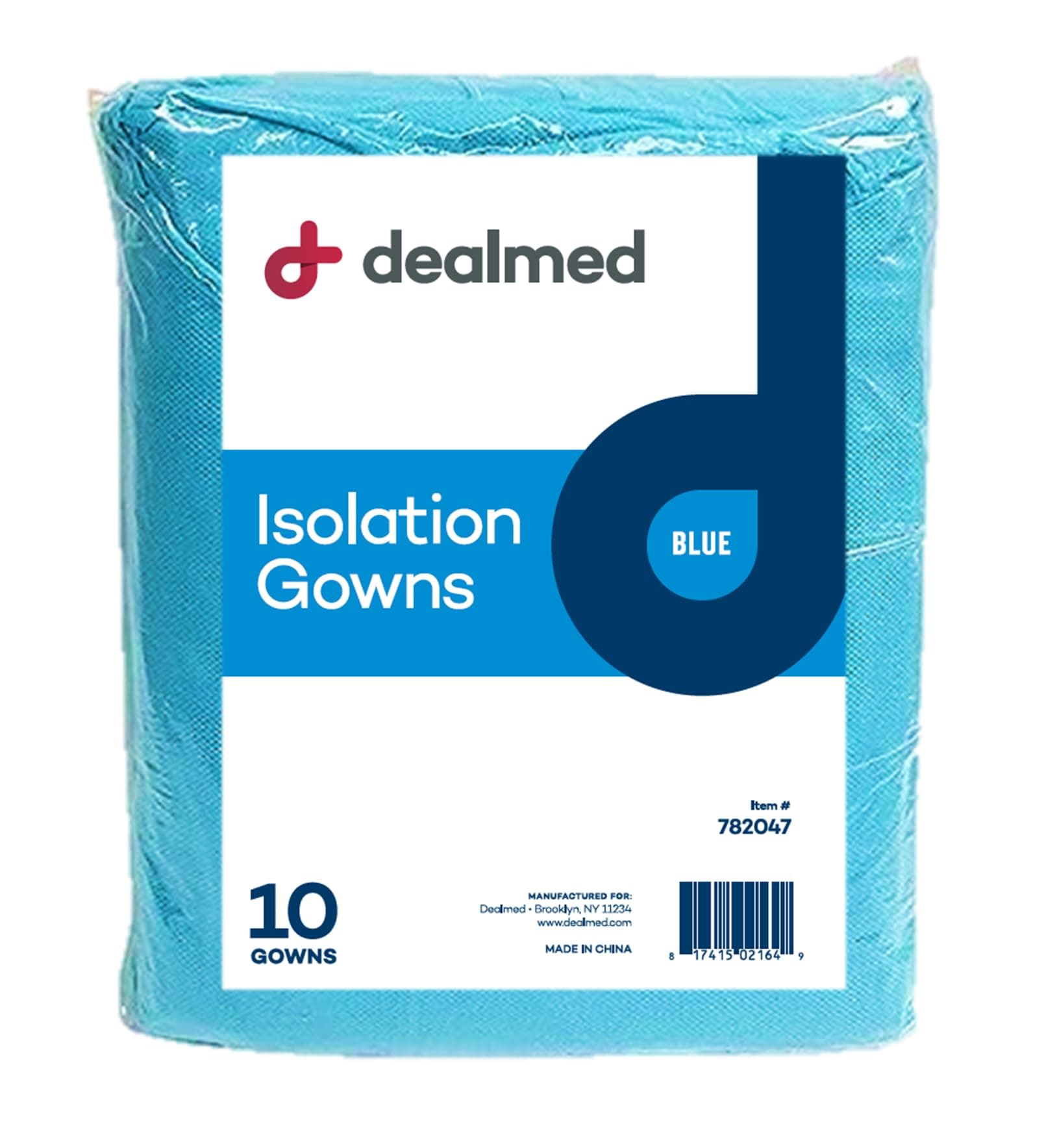 Dealmed Blue Isolation Gown – Disposable Medical Gowns, Latex-Free, Perfect for Hospitals, Medical Facilities, and Physicians’ Offices (Pack of 10)