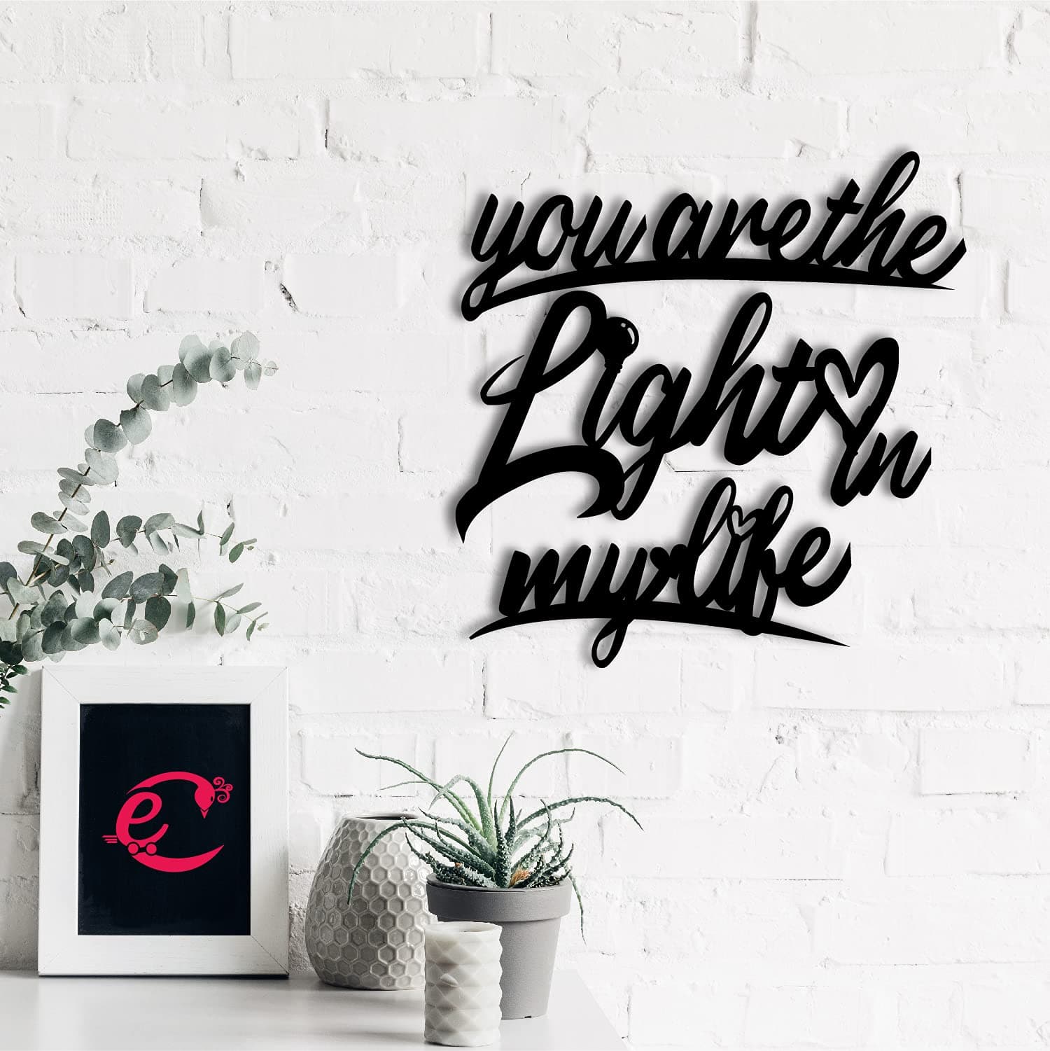 eCraftIndia You Are The Light In My Life Wooden Wall Decor for Living Room Bedroom| Wall Decor Items| Wall Art for Home Decor Valentine Gift for Girlfriend Boyfriend Husband Wife| Valentine Decoration