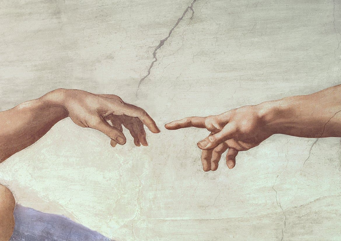 Michelangelo: Hands of God and Adam, Detail from The Creation of Adam, from The Sistine Chapel. Fine Art Print/Poster. Size A2 (59.4cm x 42cm)