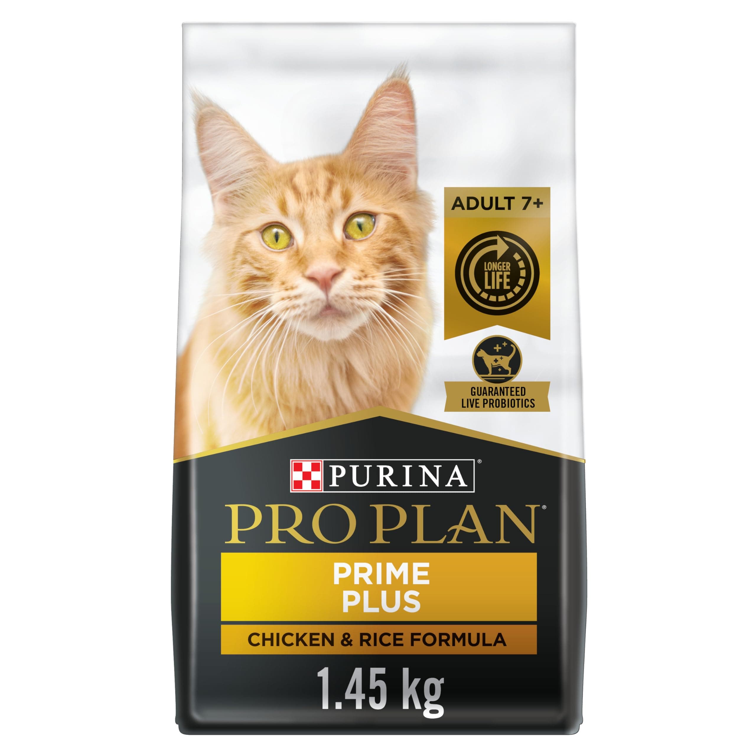 Purina Pro Plan Senior Cat Food With Probiotics for Cats, Chicken and Rice Formula - 3.2 lb. Bag