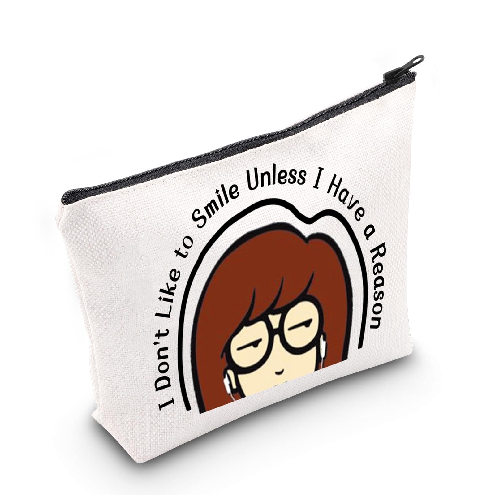 CMNIM Cartoon Merchandise Gift I Don't Like To Smile Unless I Have a Reason Makeup Bag 90s TV Show Merch for Fans