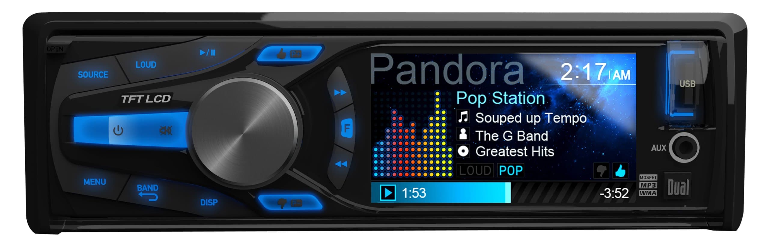 Dual XDMA760 Multi-Format CD Receiver with 3" QVGA LCD, Pandora Control and Direct USB Control for iPod and iPhone