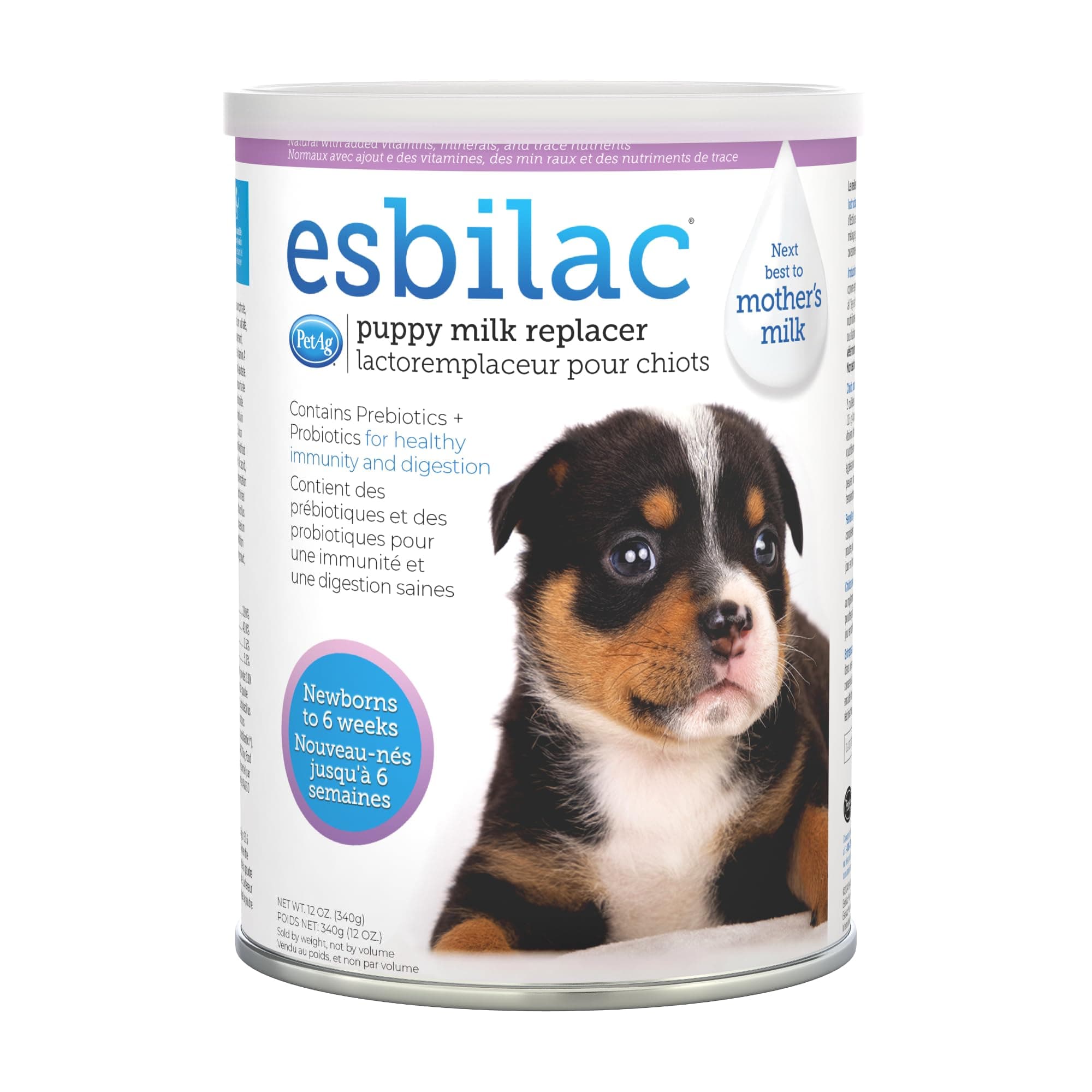Pet-Ag Esbilac Puppy Milk Replacer Powder - 12 oz - Powdered Puppy Formula with Prebiotics, Probiotics & Vitamins for Puppies Newborn to Six Weeks Old - Easy to Digest