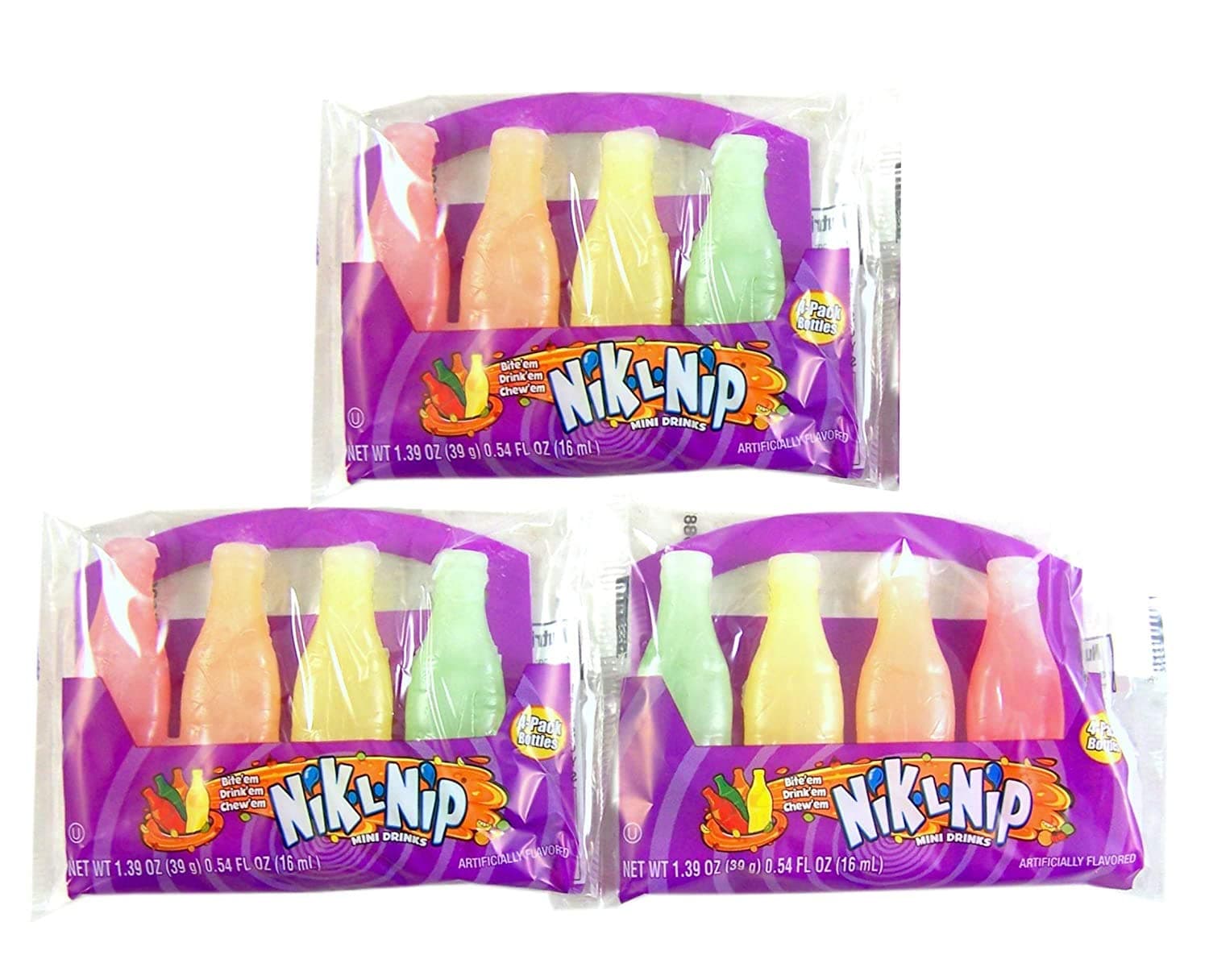 Nik-L-Nip Mini Drinks Candy, 1.39 Ounce, Pack of 3 (Limited Edition)