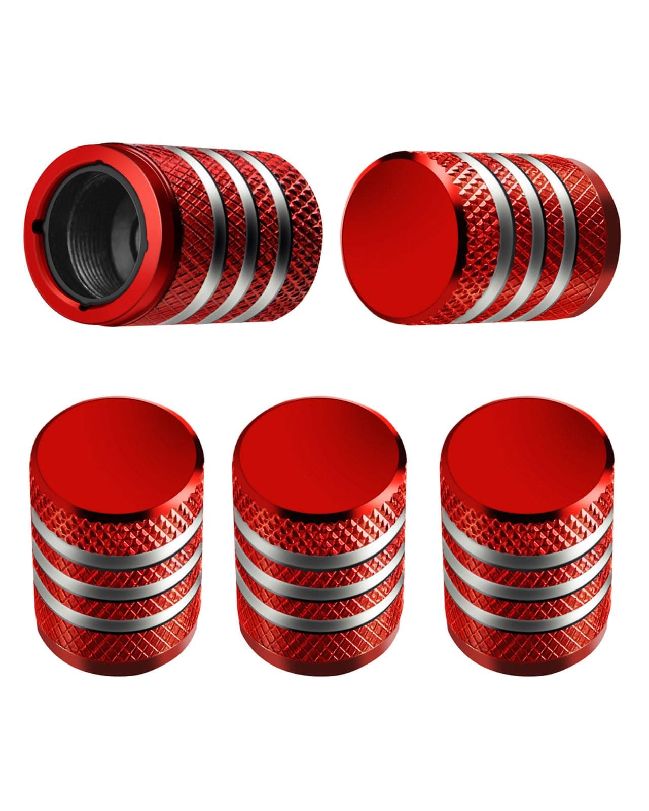 (5 Pack) Tire Valve Stem Caps Red