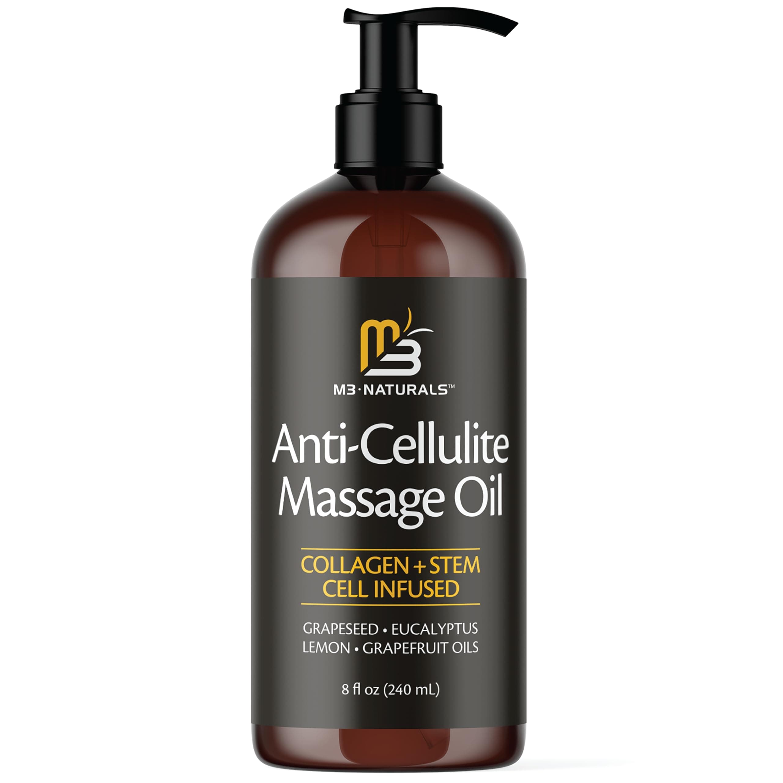 Firming Body Massage Oil with Collagen & Stem Cell – Helps Smooth the Appearance of Cellulite & Improve Skin Texture – Refreshing Aromatherapy Body Oil for Legs & Full Body – 8 Fl Oz by M3