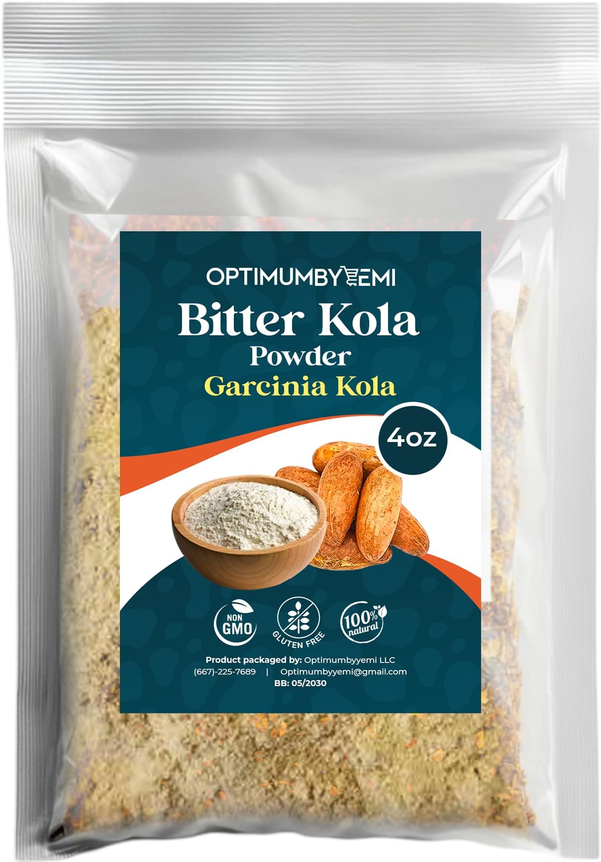Premium Garcinia Kola Powder (4oz/115g) - African Bitter Kola Nut Powder, Petit Cola Nut Powder for Wellness Support.
