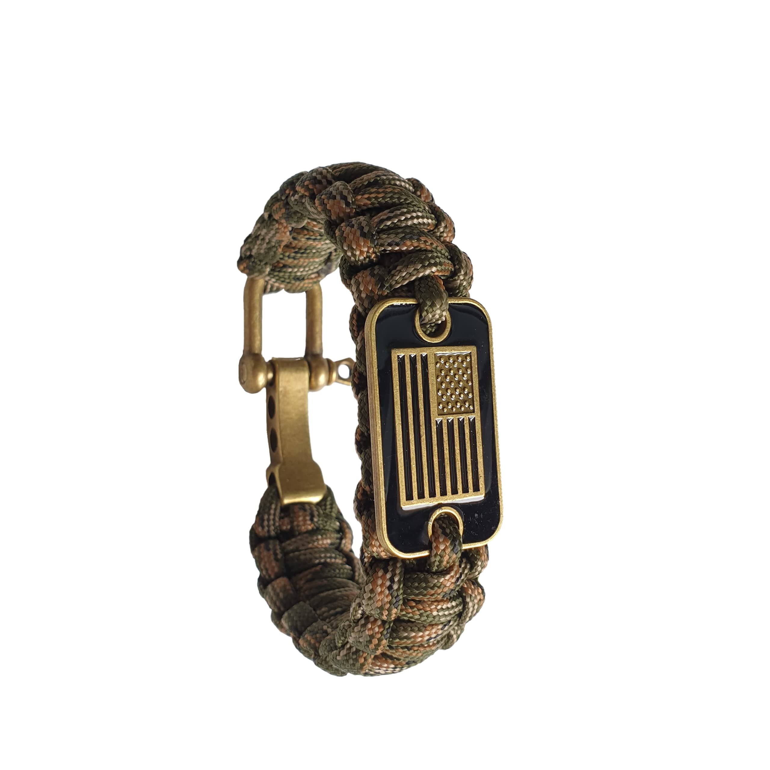 VAYOBOO Paracord Bracelet - Tactical Survival Patriotic Bracelet with Bronze USA Flag - Hand Knotted Bracelet - Adjustable Fit All Sizes - Wounded Warrior Wristband - Emergency Survival Gear Military Bracelets for Camping Hiking Outdoor Travel For Men Woman Kids