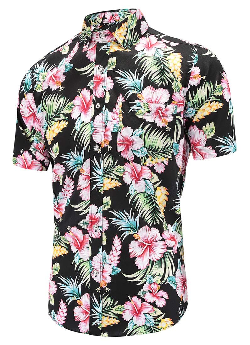 DioufondMens Hawaiian Shirts Short Sleeve Cotton Hawaiin Shirts