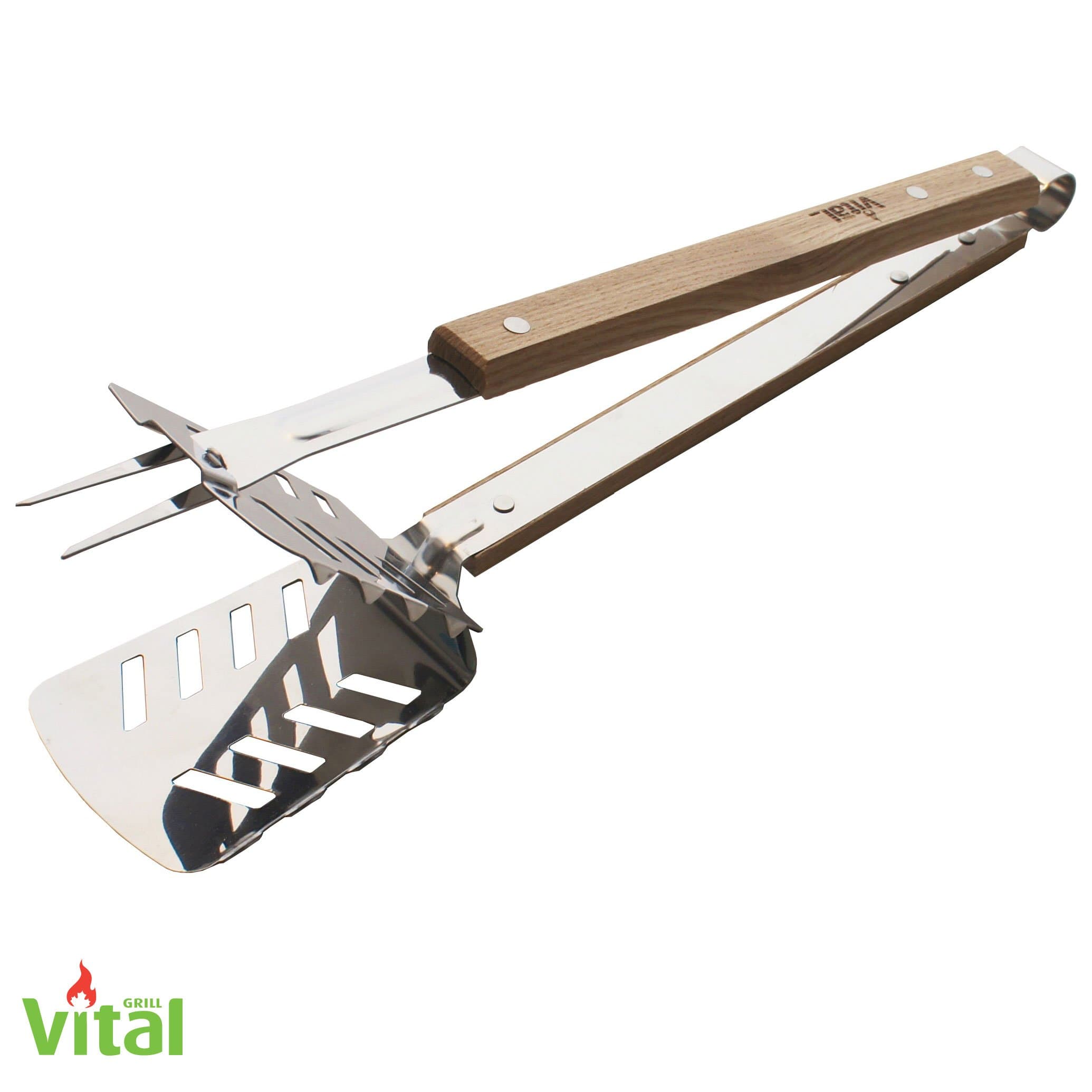 5-in-1 BBQ Tool, Silver/Maple