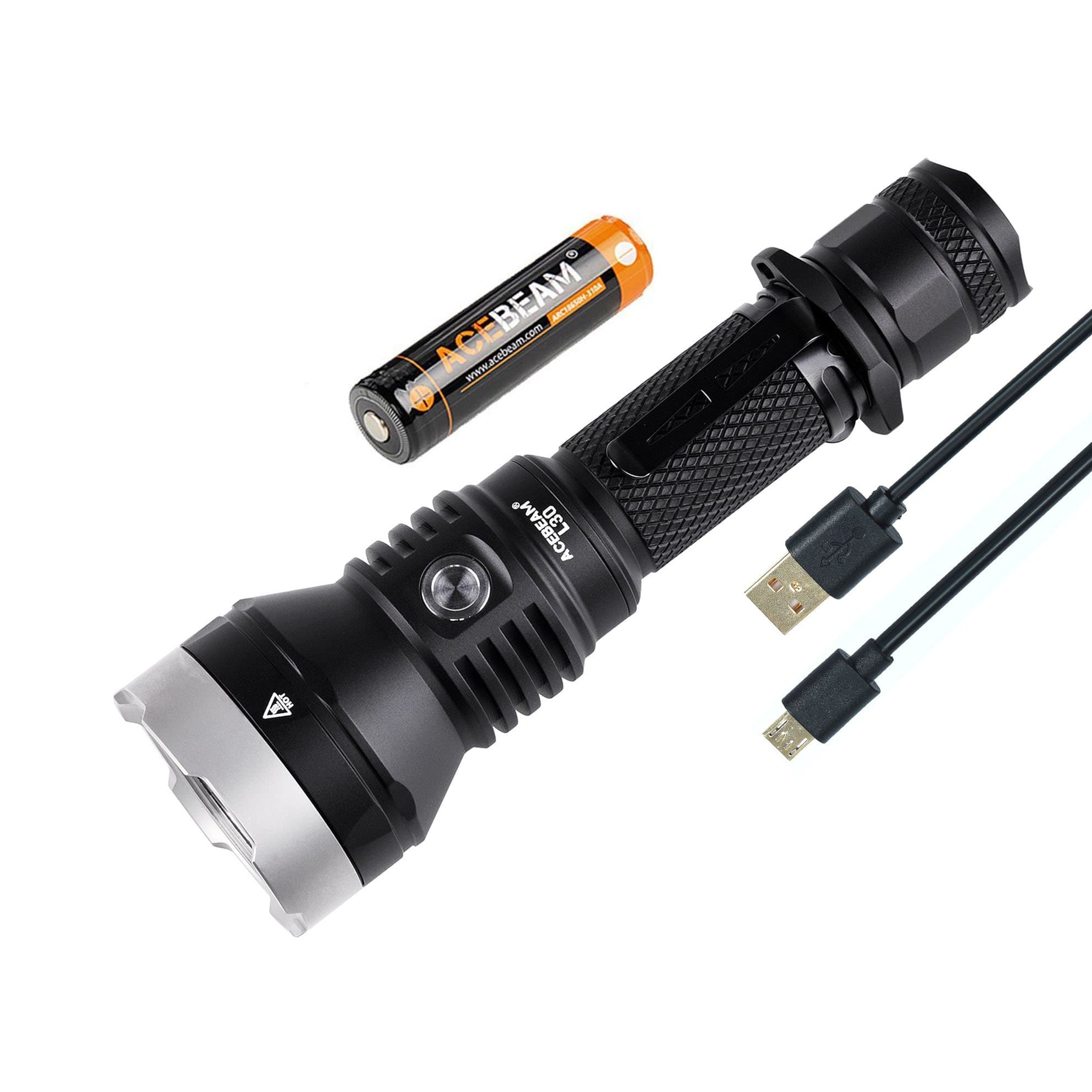 ACEBEAM L30 Gen II Tactical Flashlight 4000 Lumens Cree XHP70.2 LED Micro-USB Rechargeable Flashlights High Lumens, 6500K