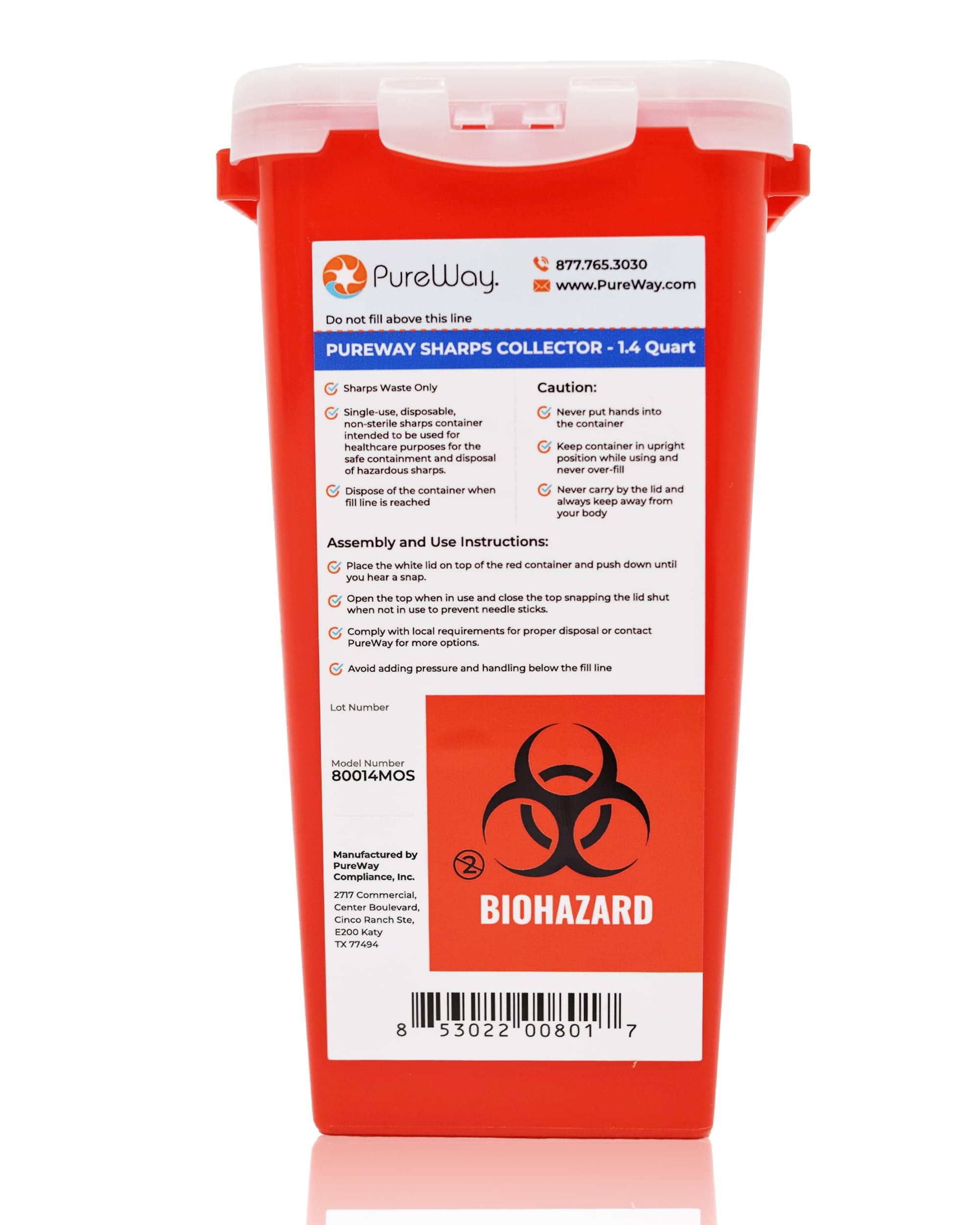 1.4 Quart MailBack Sharps Disposal Container – Secure Needle Box for Safe Medical Waste & Used Syringe Disposal | Sharps Container for Home Use, Travel, Clinics, and Professional Settings