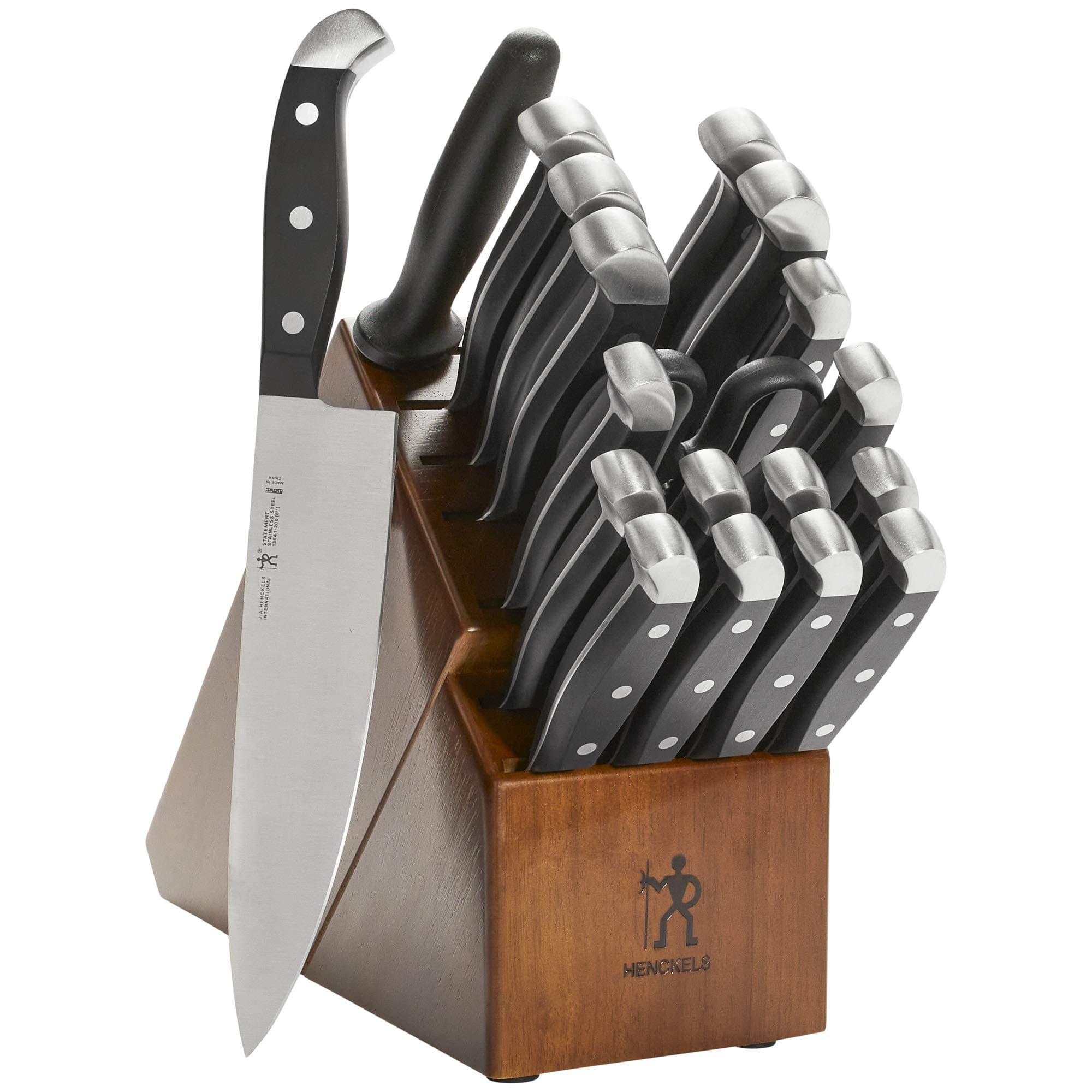 - Statement Razor-Sharp 20-Piece Knife Set, Chef, Bread, German Engineered Knife Informed by over 100 Years of Mastery, Brown Block