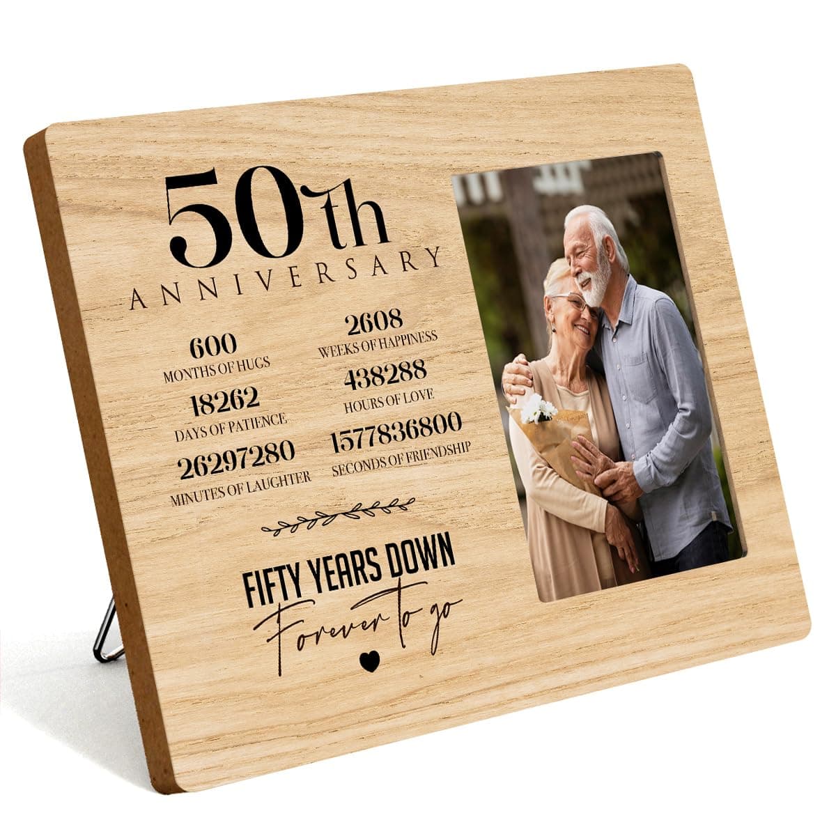IAXIC 50th Anniversary Picture Frame, 50th Wedding Anniversary for Her Him Couple Husband Wife, Happy 50th Wedding Anniversary Decorations for Wall Desk Tabletop Shelf, 50 Years Wedding Gift Ideas 2