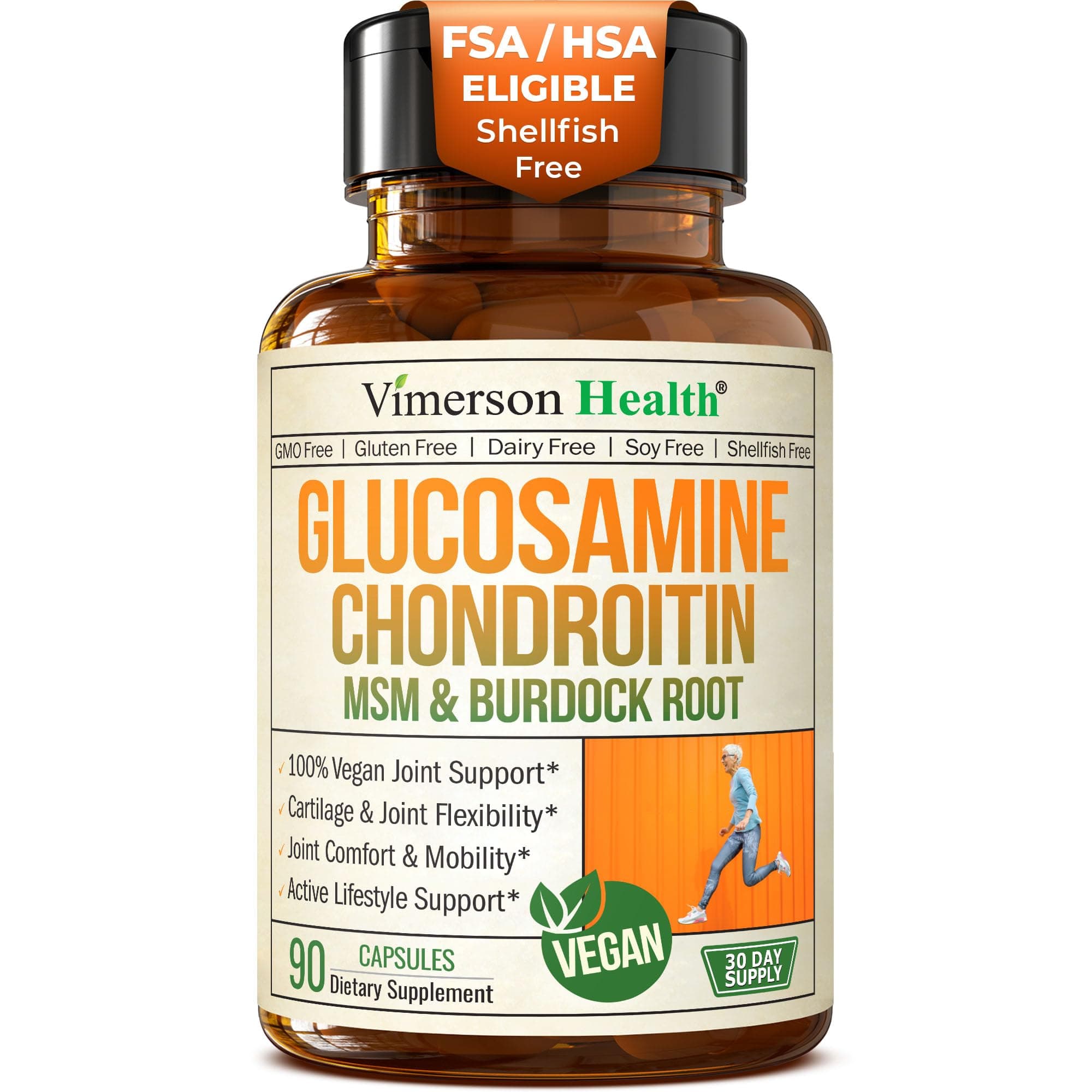 Vegan Glucosamine Chondroitin, Phytodroitin MSM Supplement Capsules. Joint Support Supplement Without Shellfish. 100% Vegan, Non-GMO & Plant-Based