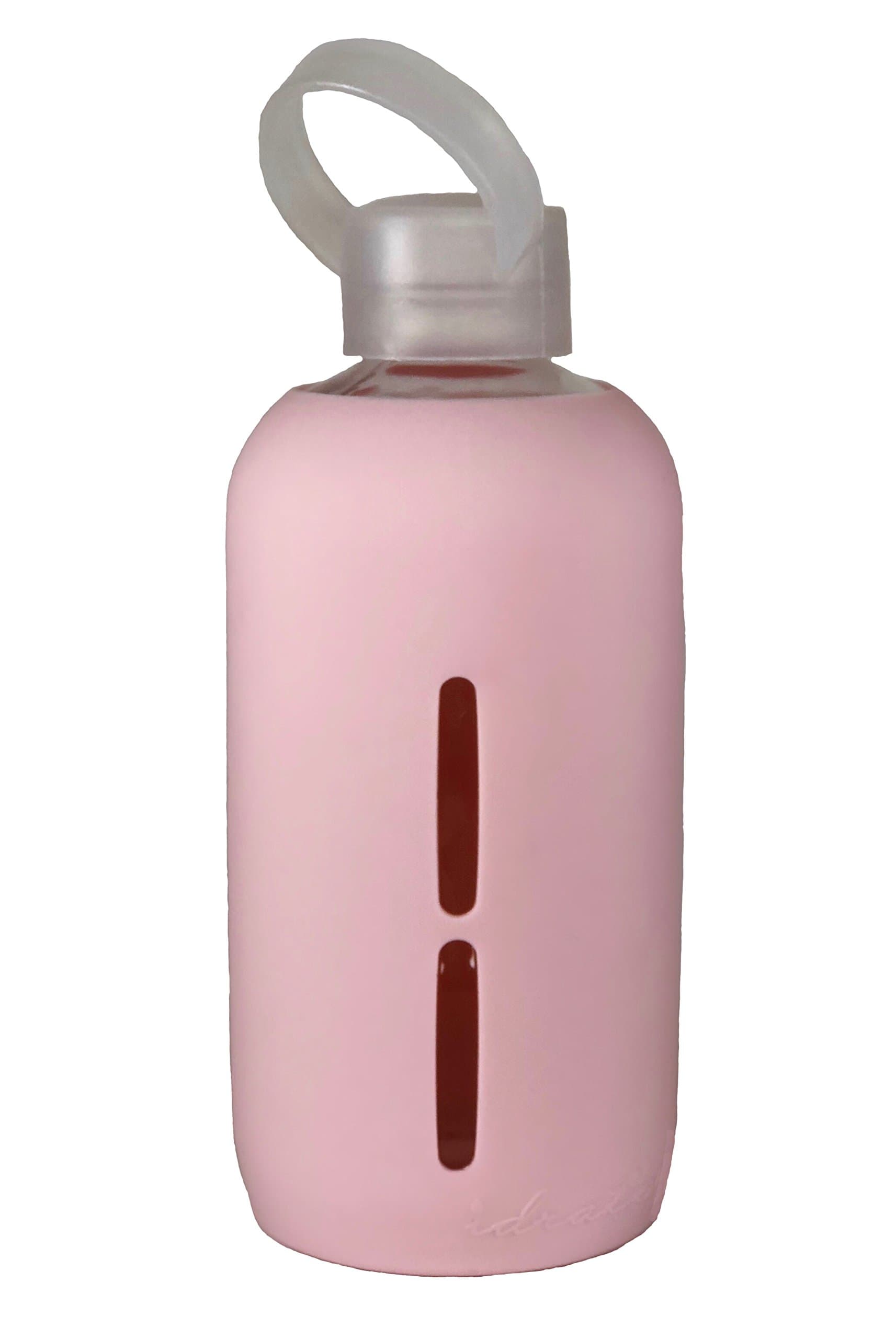 BPA-Free Food Grade Silicone Sleeve Glass Water Bottle, 16oz/500 ml (Blush)
