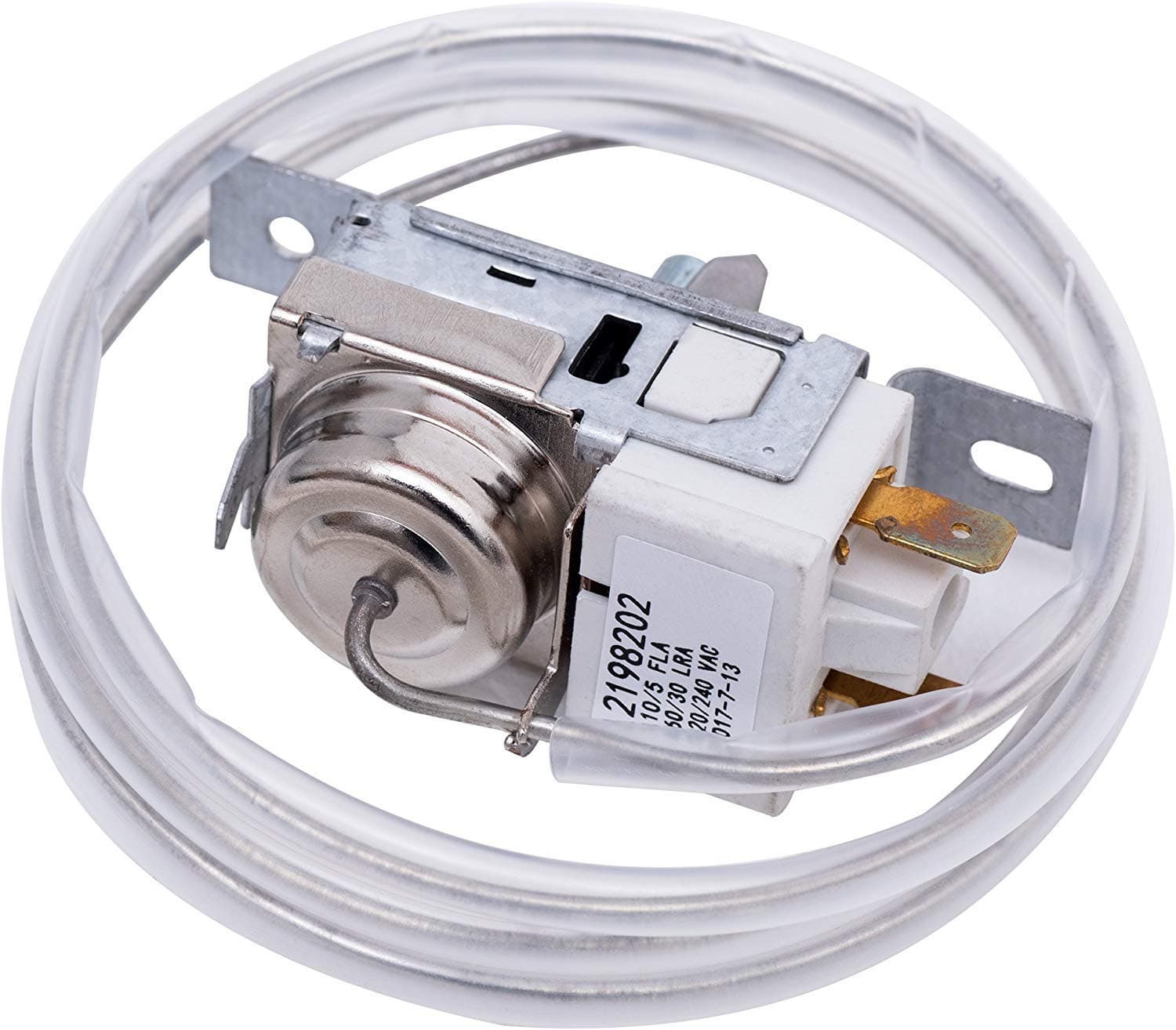 2198202 Refrigerator Freezer Thermostat Temperature Controller Replacement for Whirlpool, Kenmore, Roper, Estate, Crosley, Inglis, KitchenAid Fridge, Replaces 2161284 2198201