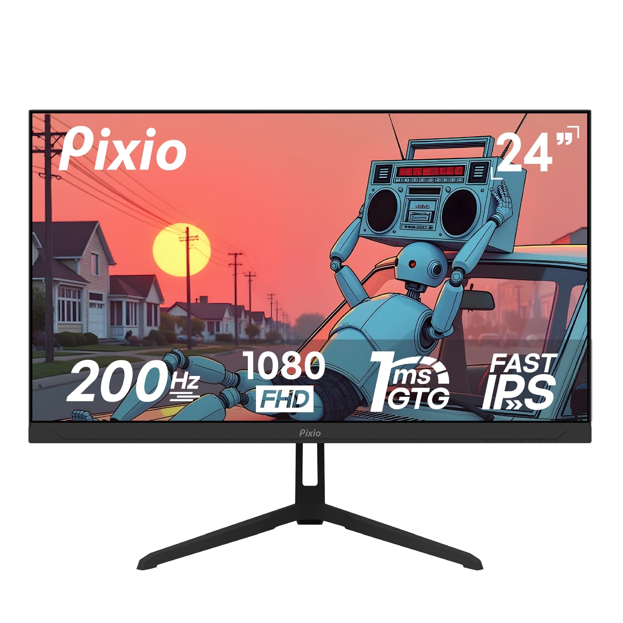 PX248 Wave 24 inch 200Hz Refresh Rate FHD 1080p Resolution Fast IPS Panel 1ms GTG Response Time Built-in Speakers Gaming Monitor with Adaptive Sync