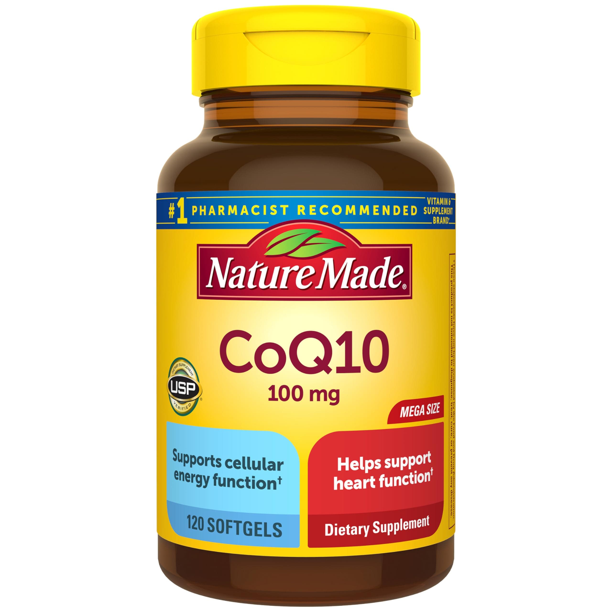 Nature Made CoQ10 100 mg, Dietary Supplements for Heart Health and Cellular Energy Production, 120 Softgels, 120 Day Supply