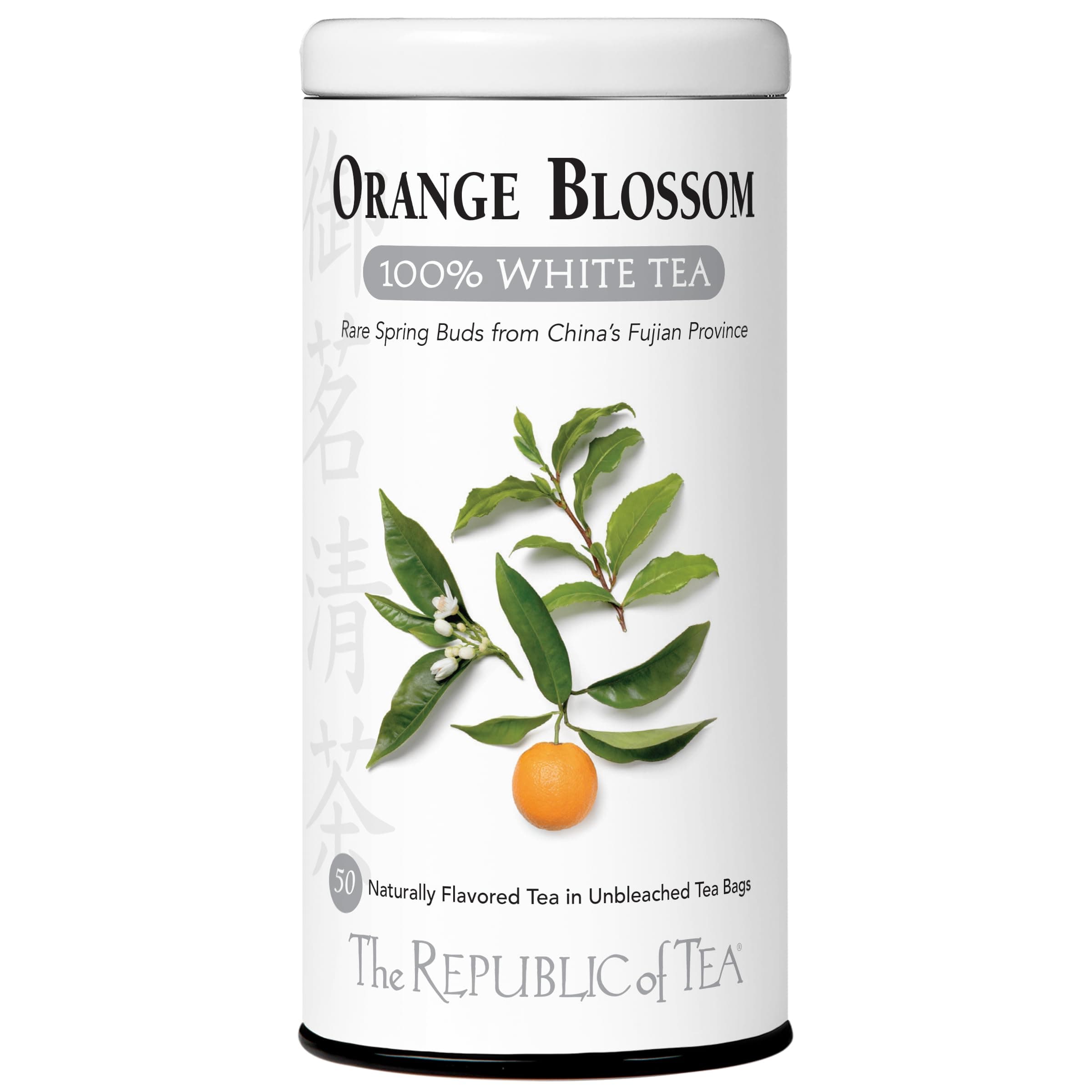 Orange Blossom White Tea, 50 Tea Bags, Authentic 100% White Tea, Fresh Citrus Blend