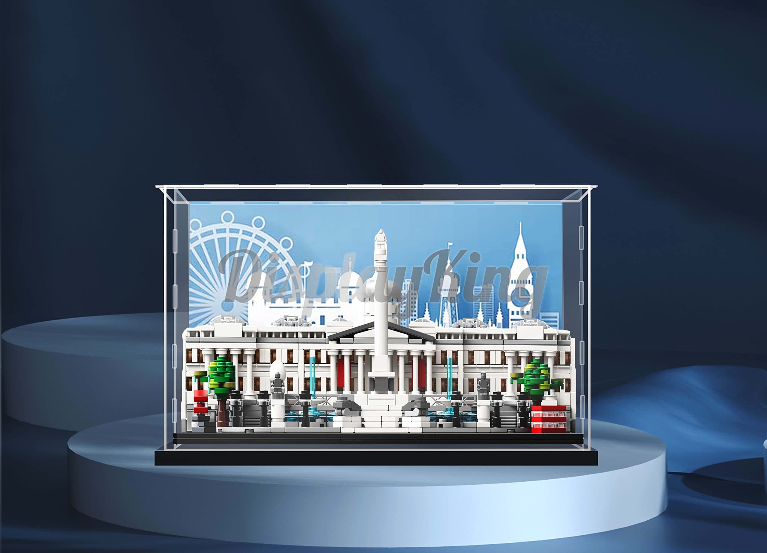 Acrylic Display case for Lego Trafalgar Square 21045 (Lego Set is not Included) (with Theme Background)