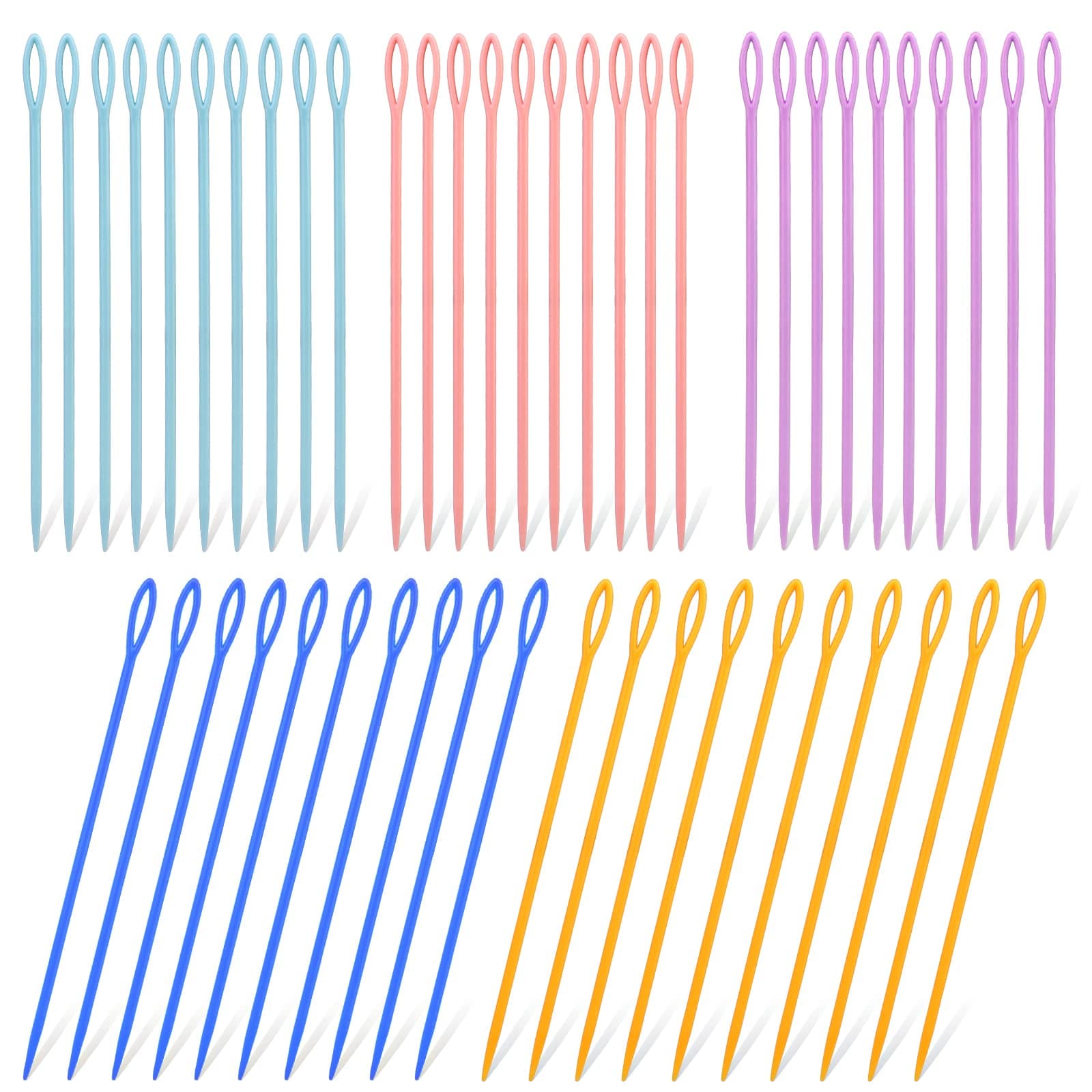 LUNARM 50PCS Yarn Needles, Plastic Large Eye Embroidery Sewing Needles 15cm/5.91inch for Yarn and Craft DIY Sewing Handmade Weaving Crocheting Knitting