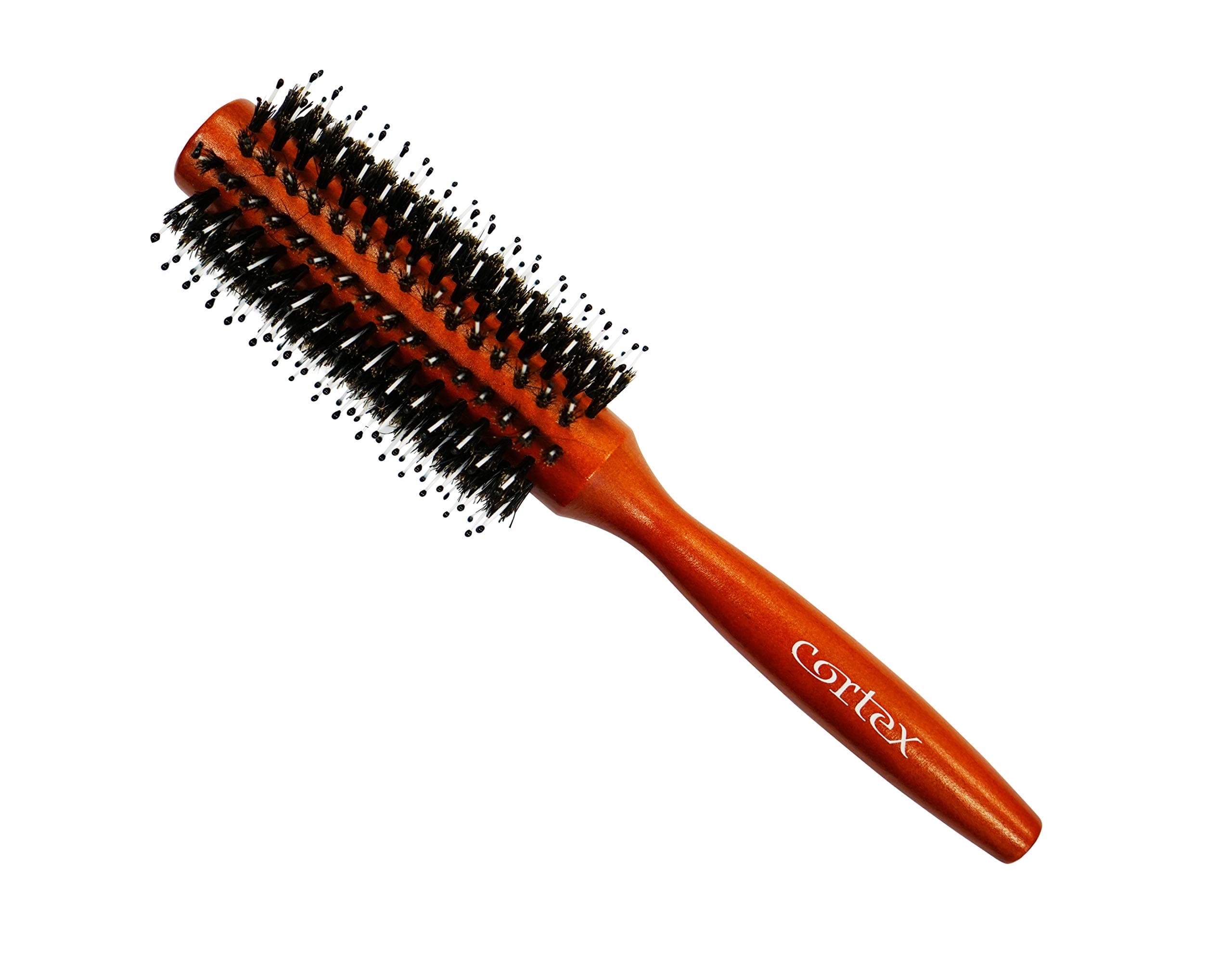 Cortex Professional Boar Bristle and Nylon Round Hair Brush, For Women and Men, For All Hair Types, Soft Hair Brush - Red Wood 2.25