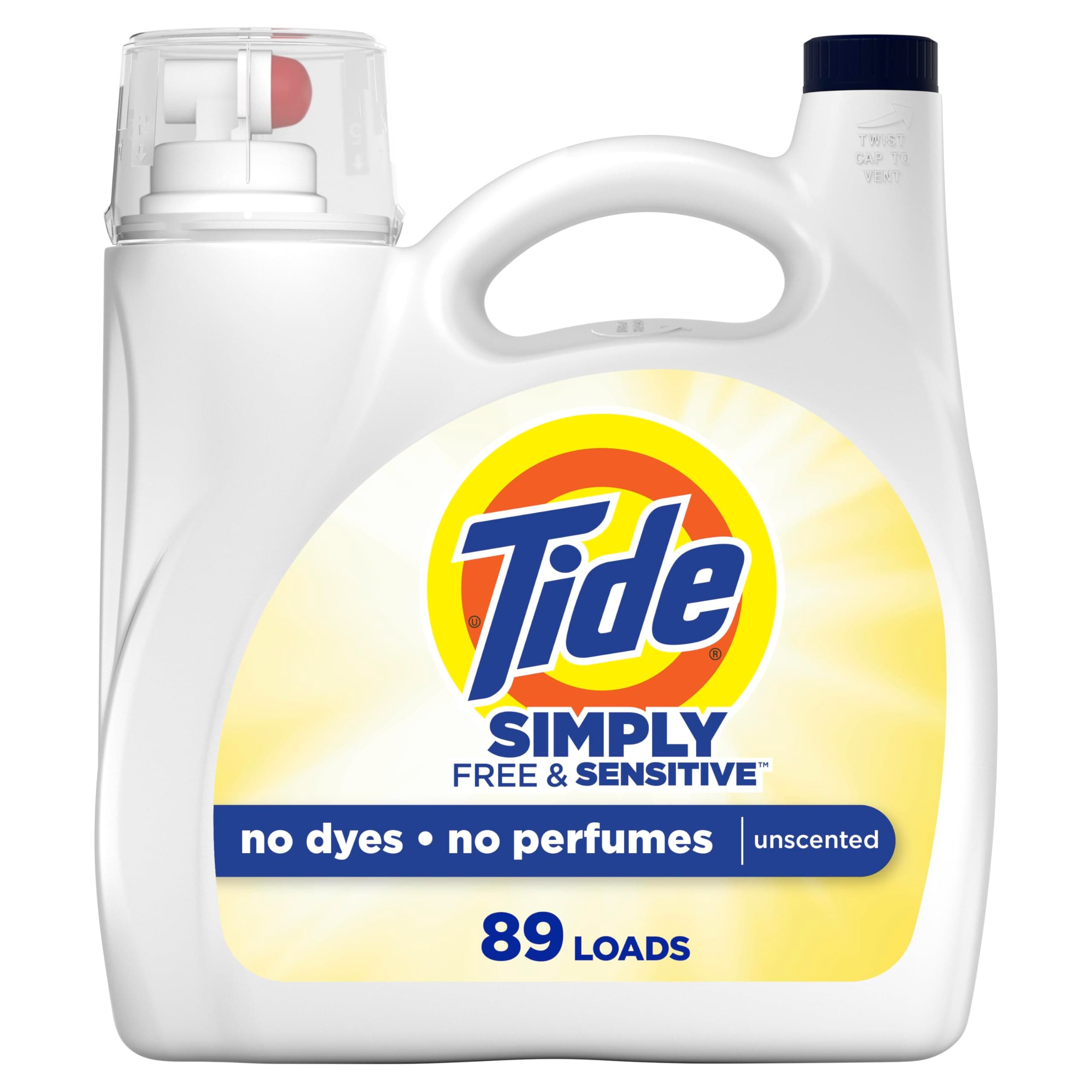 Simply Liquid Laundry Detergent, Free & Sensitive Scent, 89 Loads, 117 fl oz
