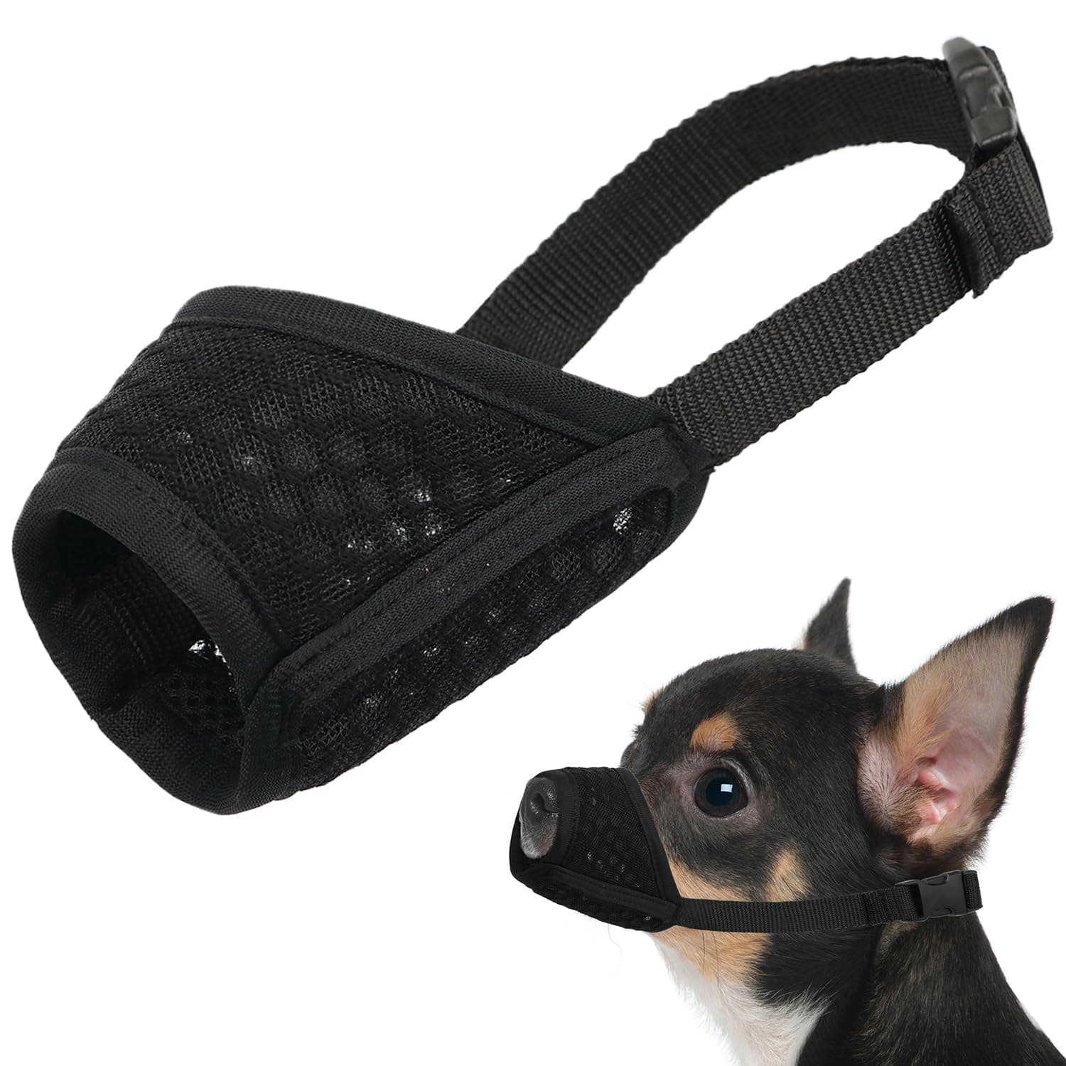MayerzonDog Muzzle, Puppy Soft Mesh Muzzle for Small Medium Large Dogs Chihuahua Poodles Beagle Dachshund Corgis Labrador for Biting Chewing Grooming That Allows Panting Drinking