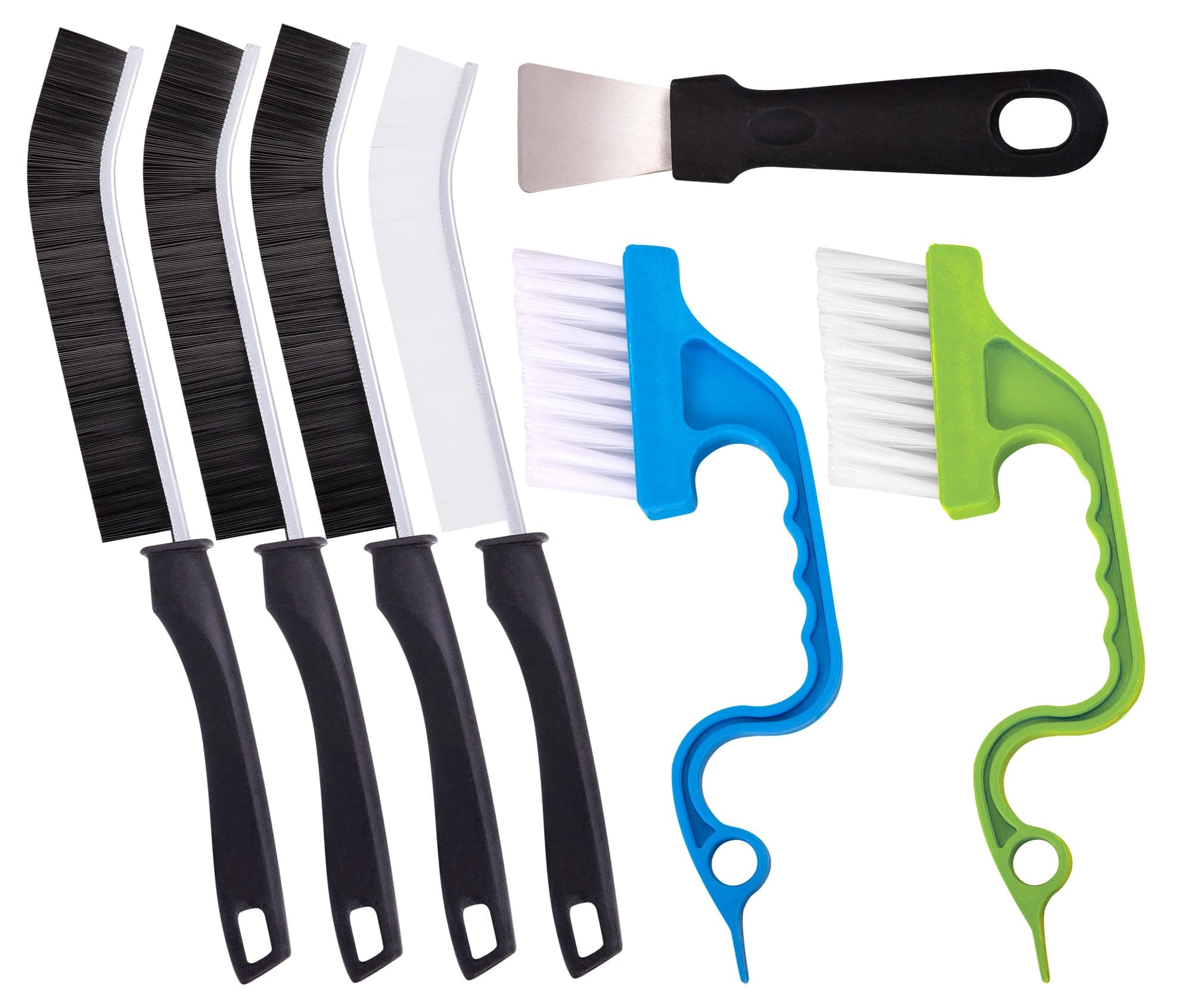 Ginsco 7 Pcs Hard Bristle Crevice Cleaning Brush Kit, Multifunctional Hand Held Gap Cleaning Tools for Small Corner Window Track Kitchen Bathroom