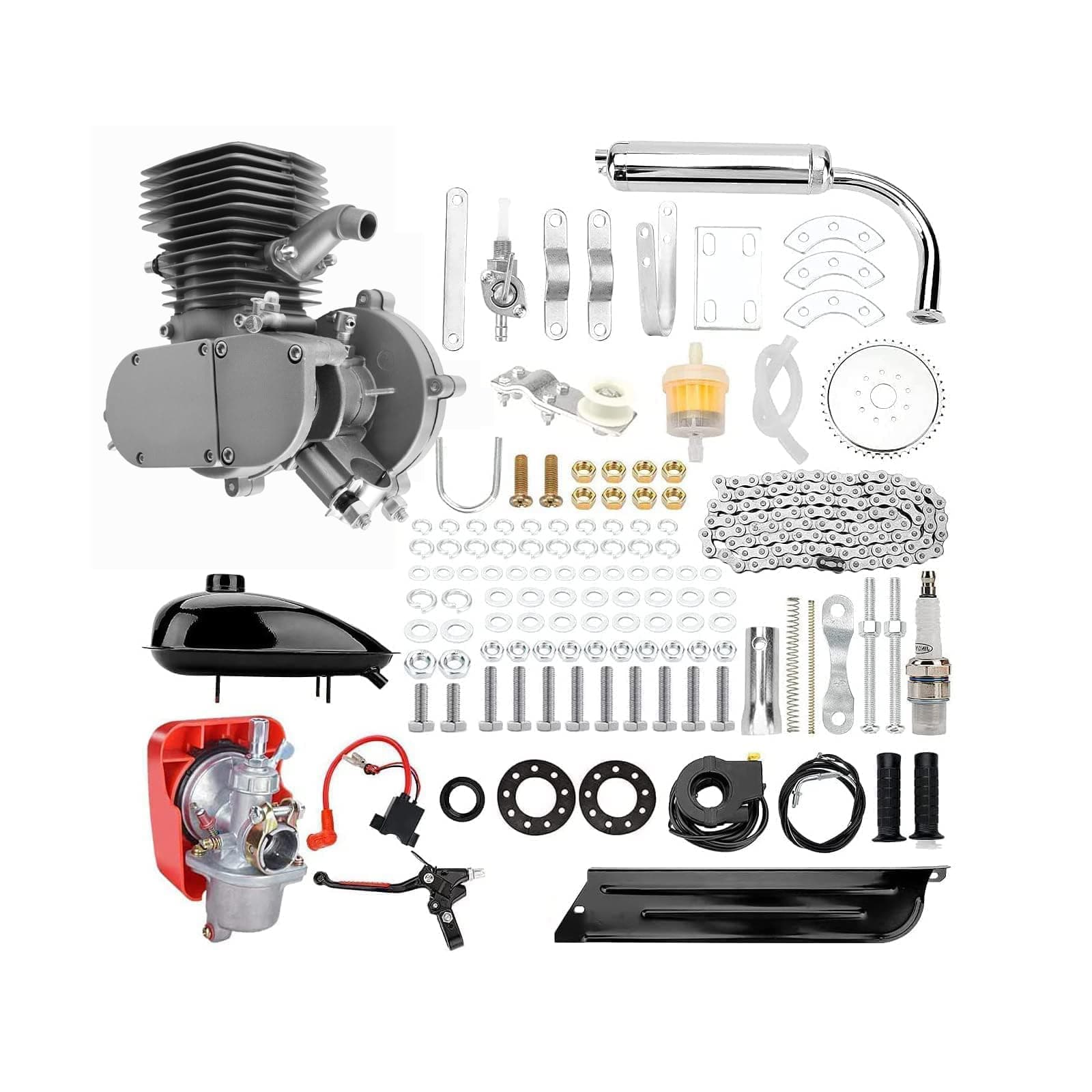 100cc Bicycle Engine Kit,2 Stroke Cycle Bicycle Gas Motorized Gasoline Engine Motor Kit,Full Set Energy Saving Bike Engine Kit for 26" 28" Bike(36 Tooth Sprocket)