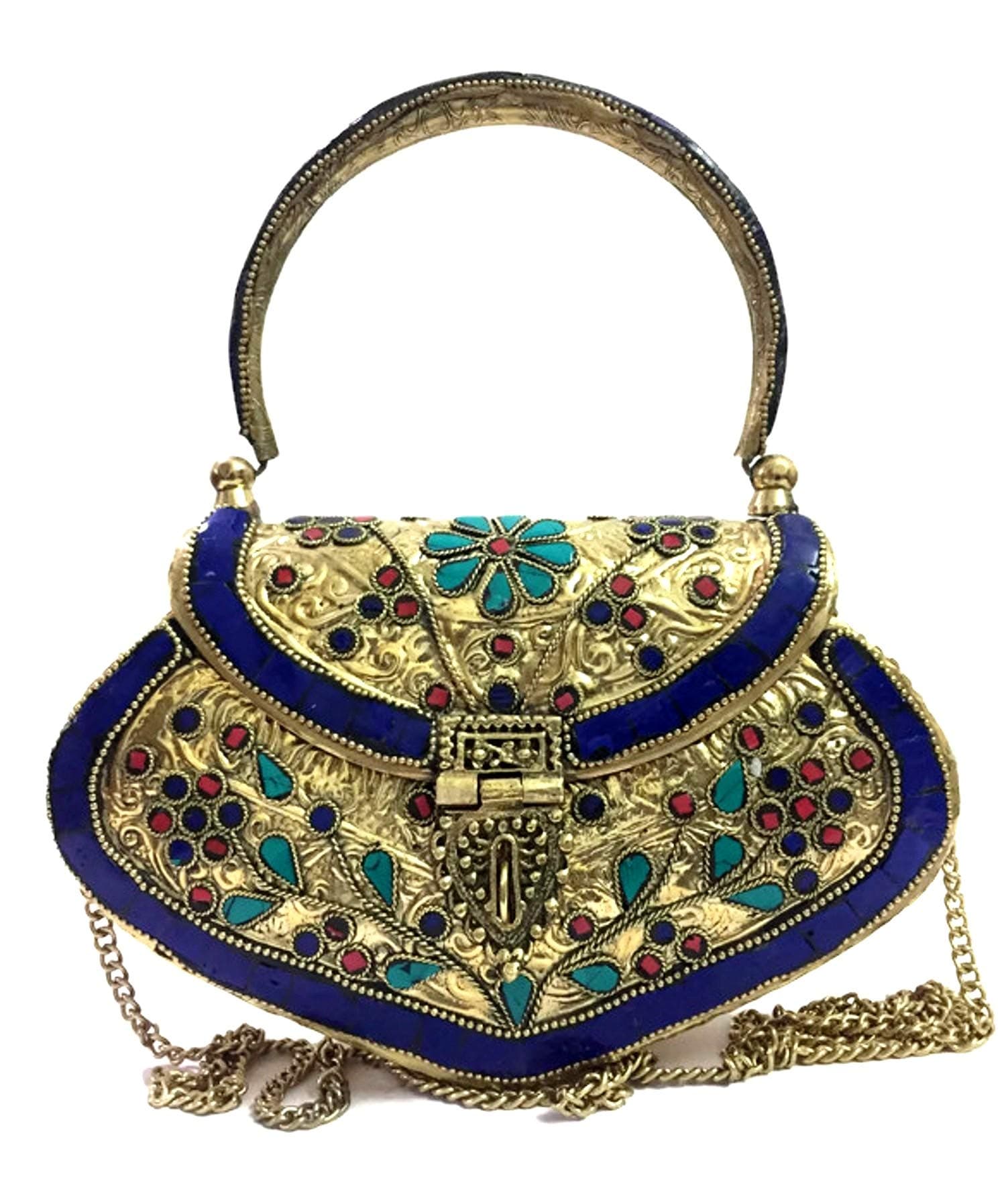 Golden Metal clutches Vintage Handmade Bag Brass metal purse Hand clutch Handbag for women Ethnic Bag
