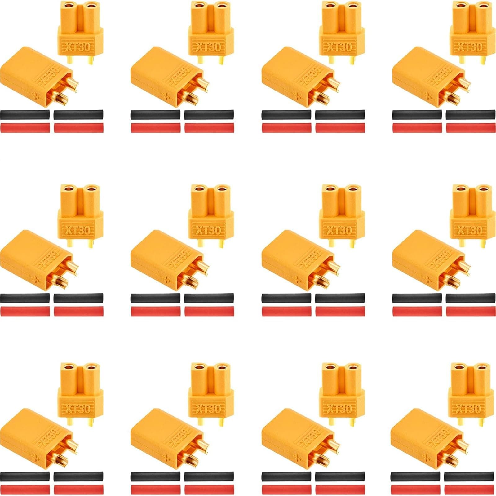 Frienda 20 Pairs XT30 Connectors Male and Female Connectors Plugs with 2 Pieces Shrink Tubing for RC Battery