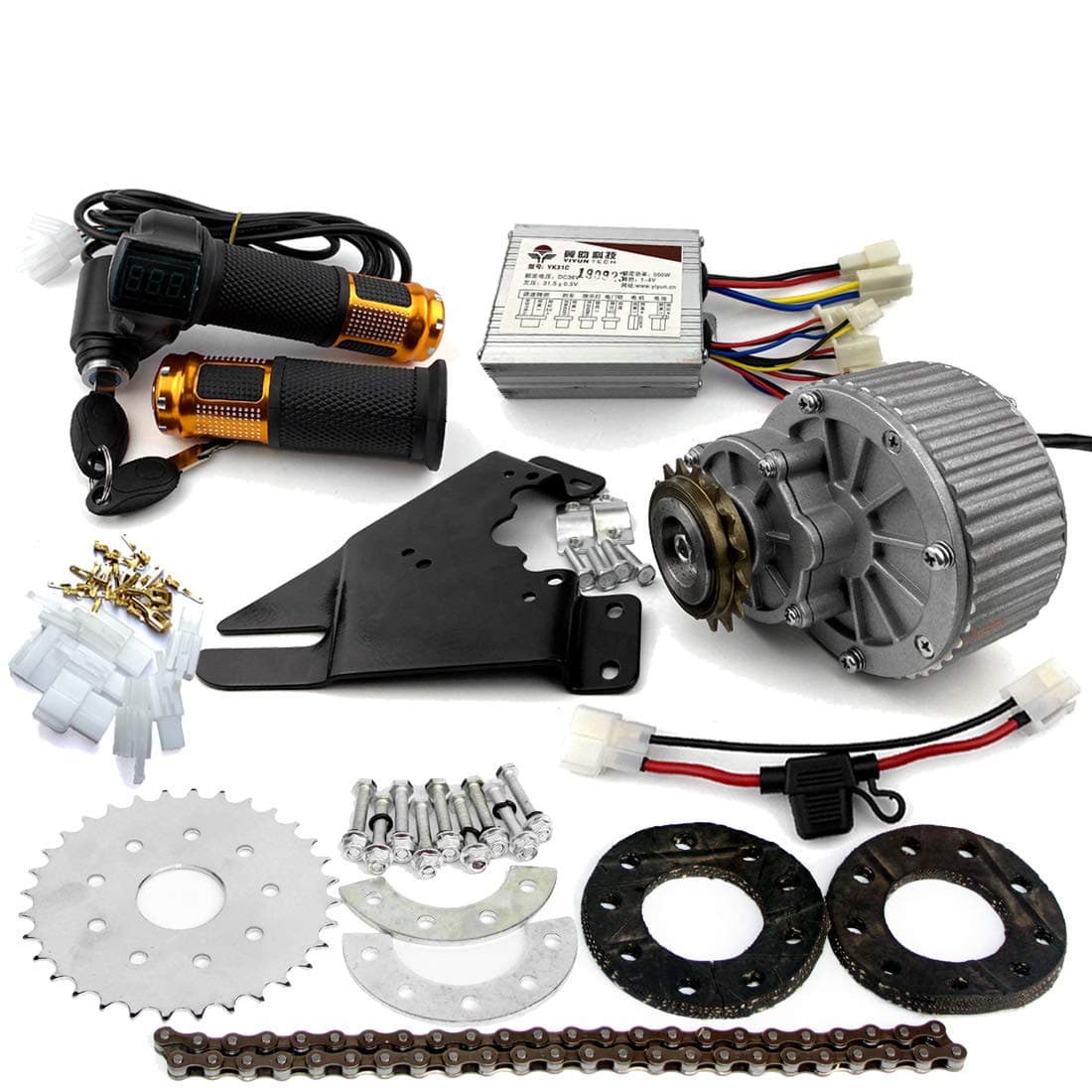 450 W Electric Bicycle Left Drive Conversion Installation kit can fit Most of The Usual Bicycle use Spoke Chain Wheel Chain Drive for City Bicycles