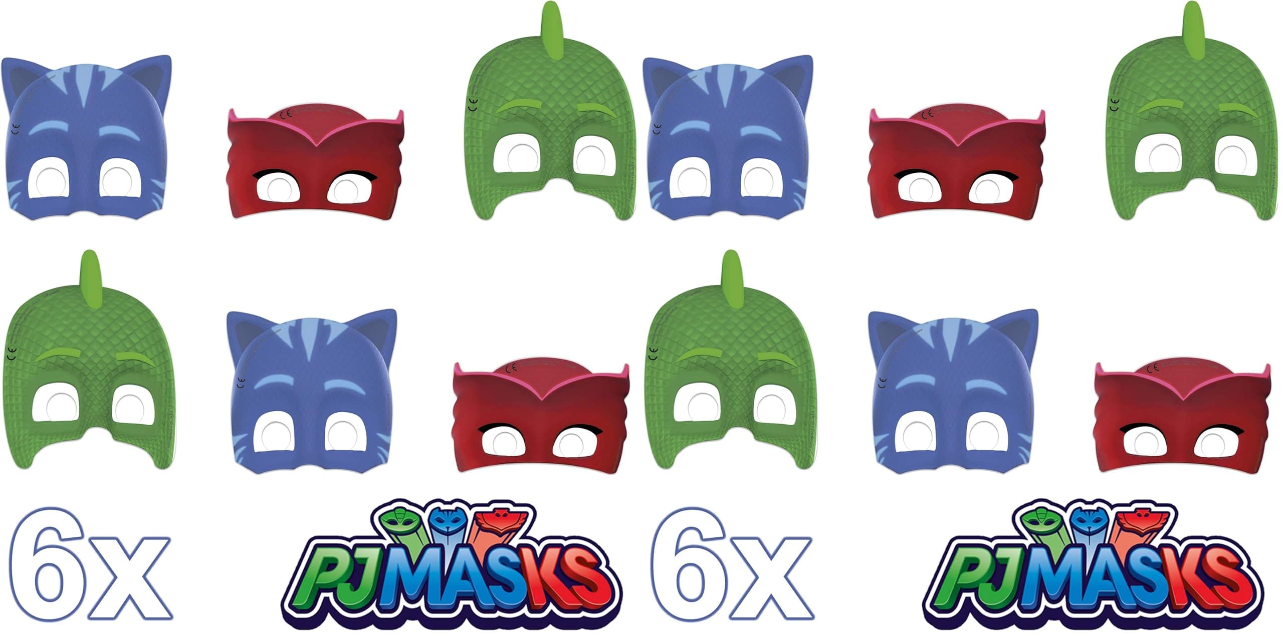 Procos Unisex Modern Procos 6 Die-Cut Paper Masks Pj Masks Entertainment One