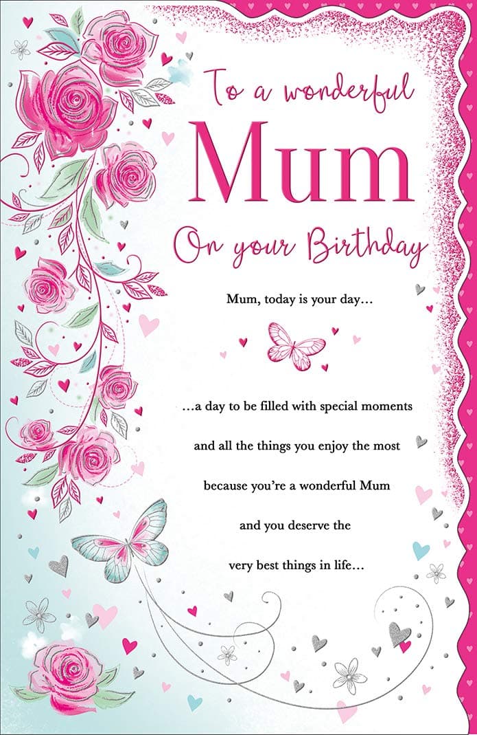 Piccadilly Greetings Group Ltd Birthday Card Mum - 12 x 8 inches - Regal Publishing, Pink