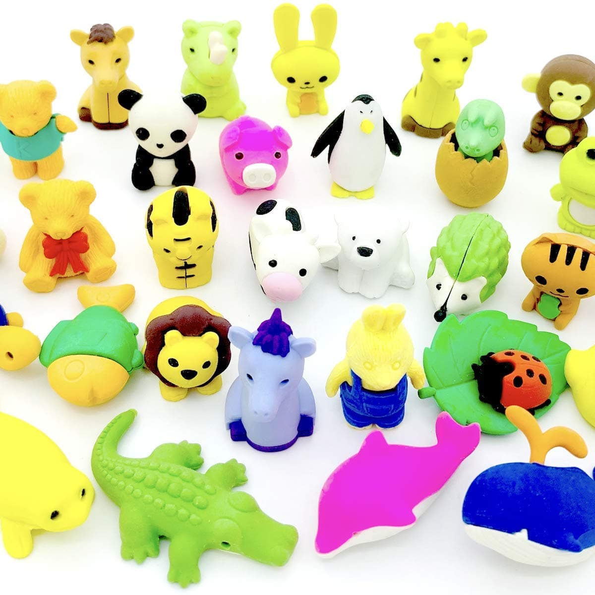 Animal Erasers, OHill Pack of 62 3D Animal Pencil Erasers Puzzle Erasers Kid Erasers for Party Favors Games Prizes Carnivals and Classroom Rewards