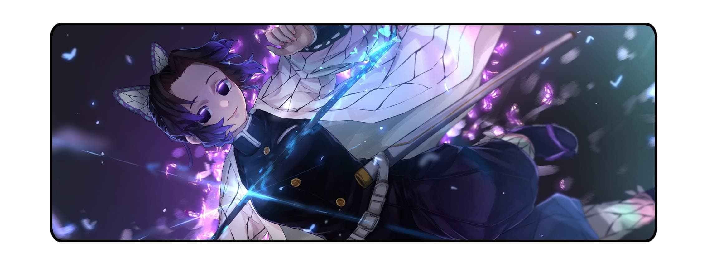 for Kocho Shinobu, Demon Kimetsu No Yaiba Anime Large Extended Gaming Mouse Pad Mat, Stitched Edges, Ultra Thick 3 mm, Wide & Long Mousepad 31.5" x 11.8" x 0.12" (DSMP1)