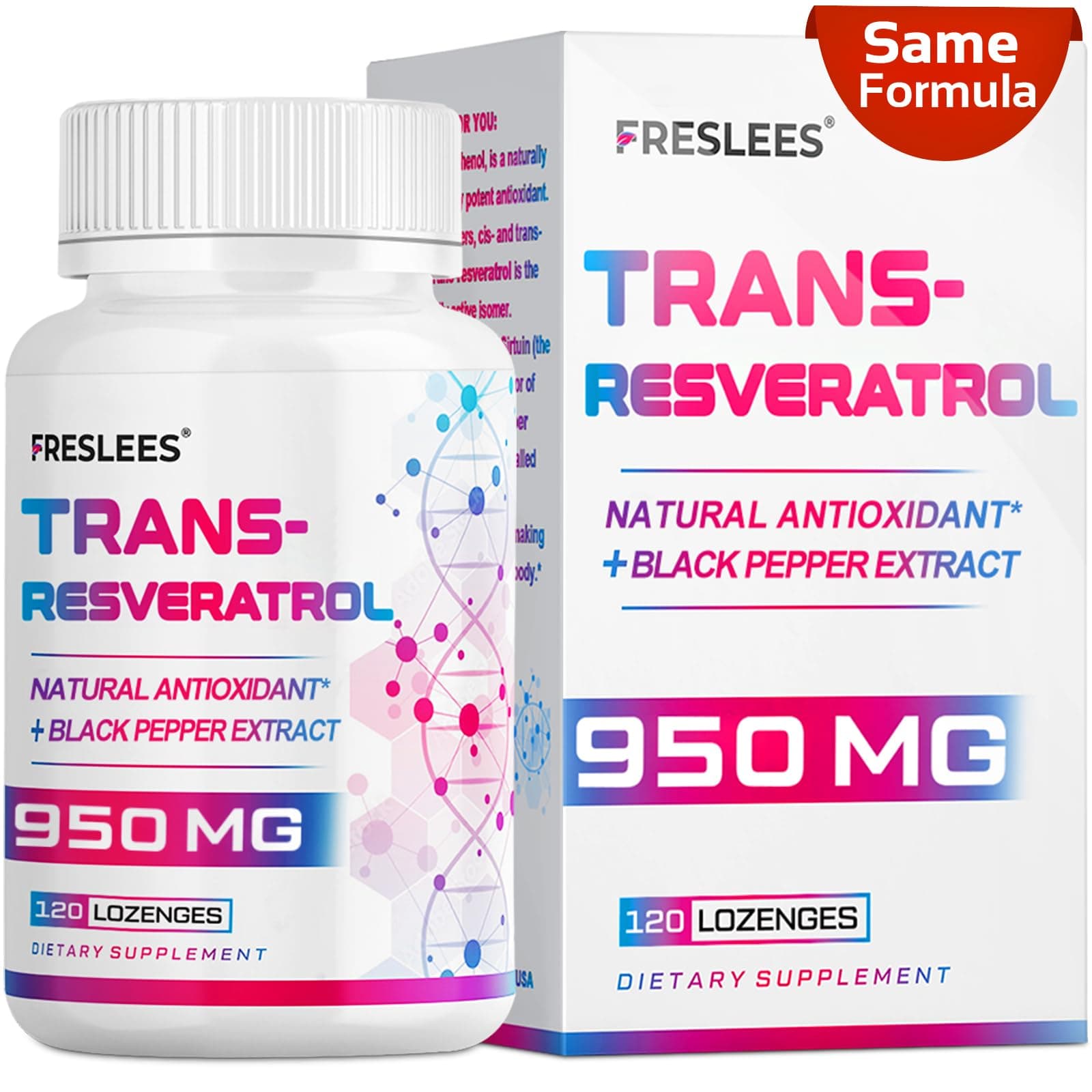 Sublingual 99% Ultra Purity 950mg Trans-Resveratrol, Resveratrol Supplement - Max Antioxidant for Anti-Aging, Skin & Heart Health Cell Repair Boost NAD+, Immune & Energy - 120 Lozenge(120-Days Supply)
