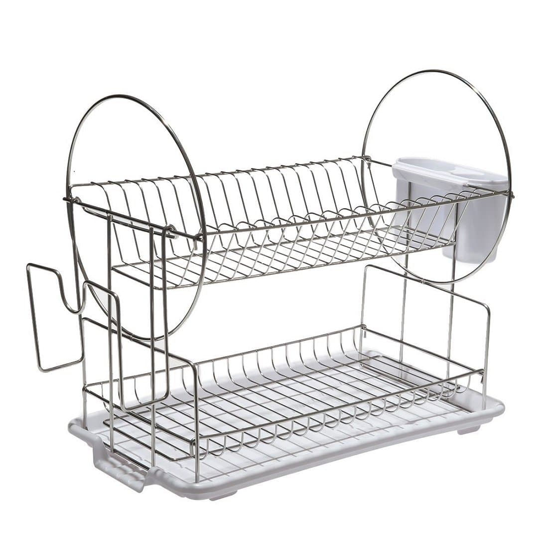 Ectxo 3 storey draining dish rack, drip tray, cutlery basket, stainless steel, rust-proof, 304 , Modell 02