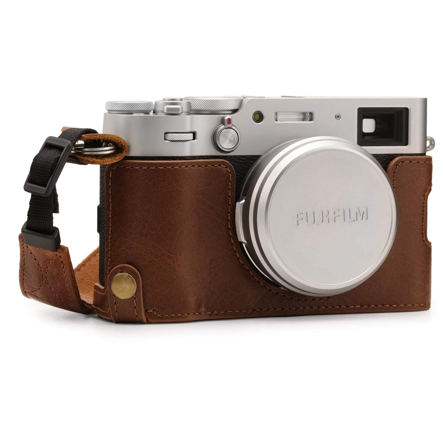 MG1895 Ever Ready Genuine Leather Camera Half Case Compatible with Fujifilm X100V - Brown
