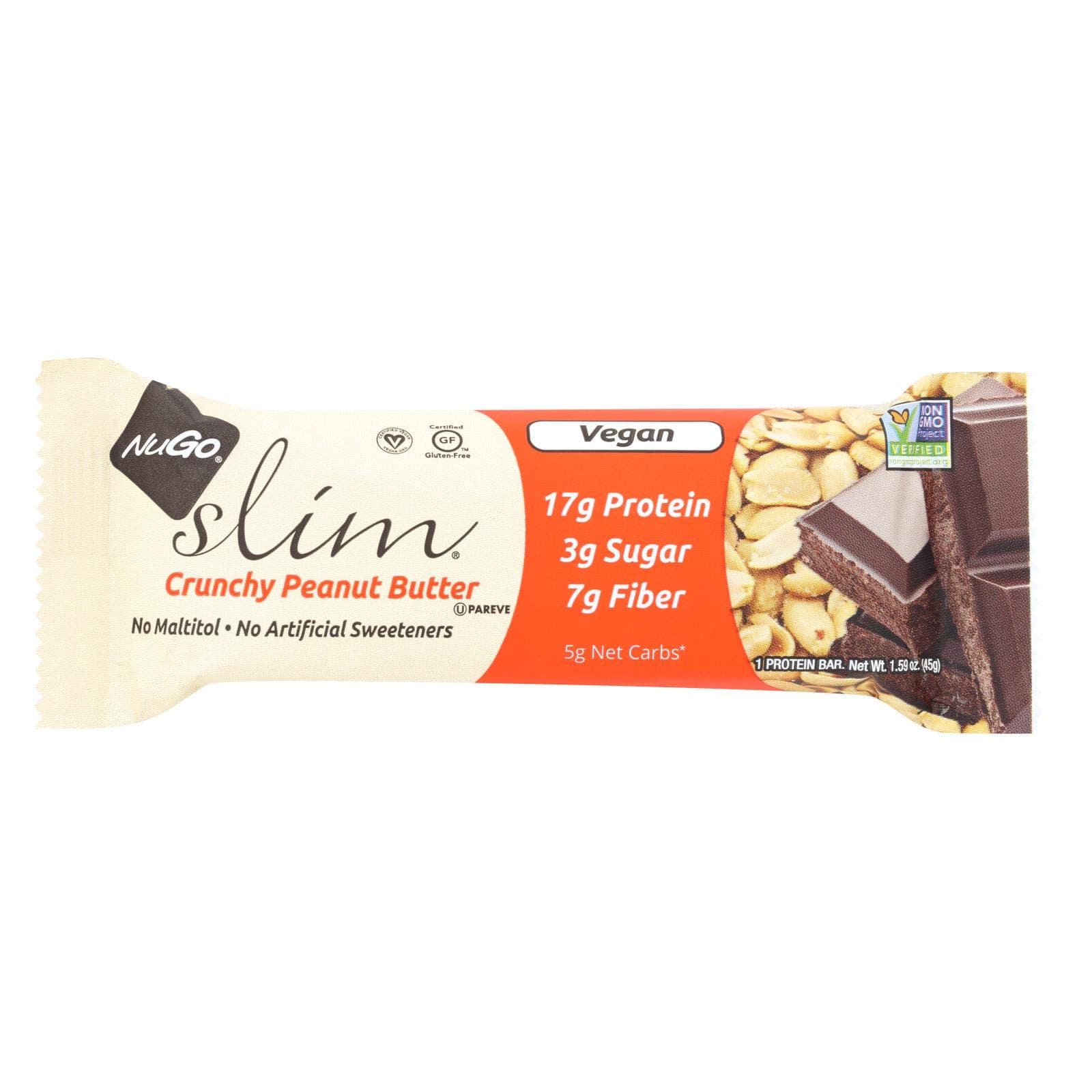 Nutrition - Vegan Slim Real Dark Chocolate Bar Crunchy Peanut Butter 1.59 123894
