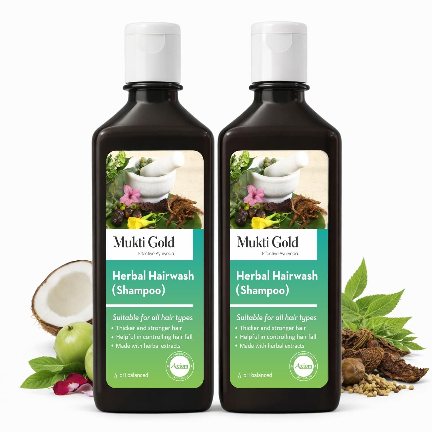 Herbal Shampoo for Hair Fall & Growth |Ayurvedic Herbs Growth Formula with 15 herbs| Sulphate & Paraben Free | Damage Repair | For Men & Women | 400ml (Pack of 2)