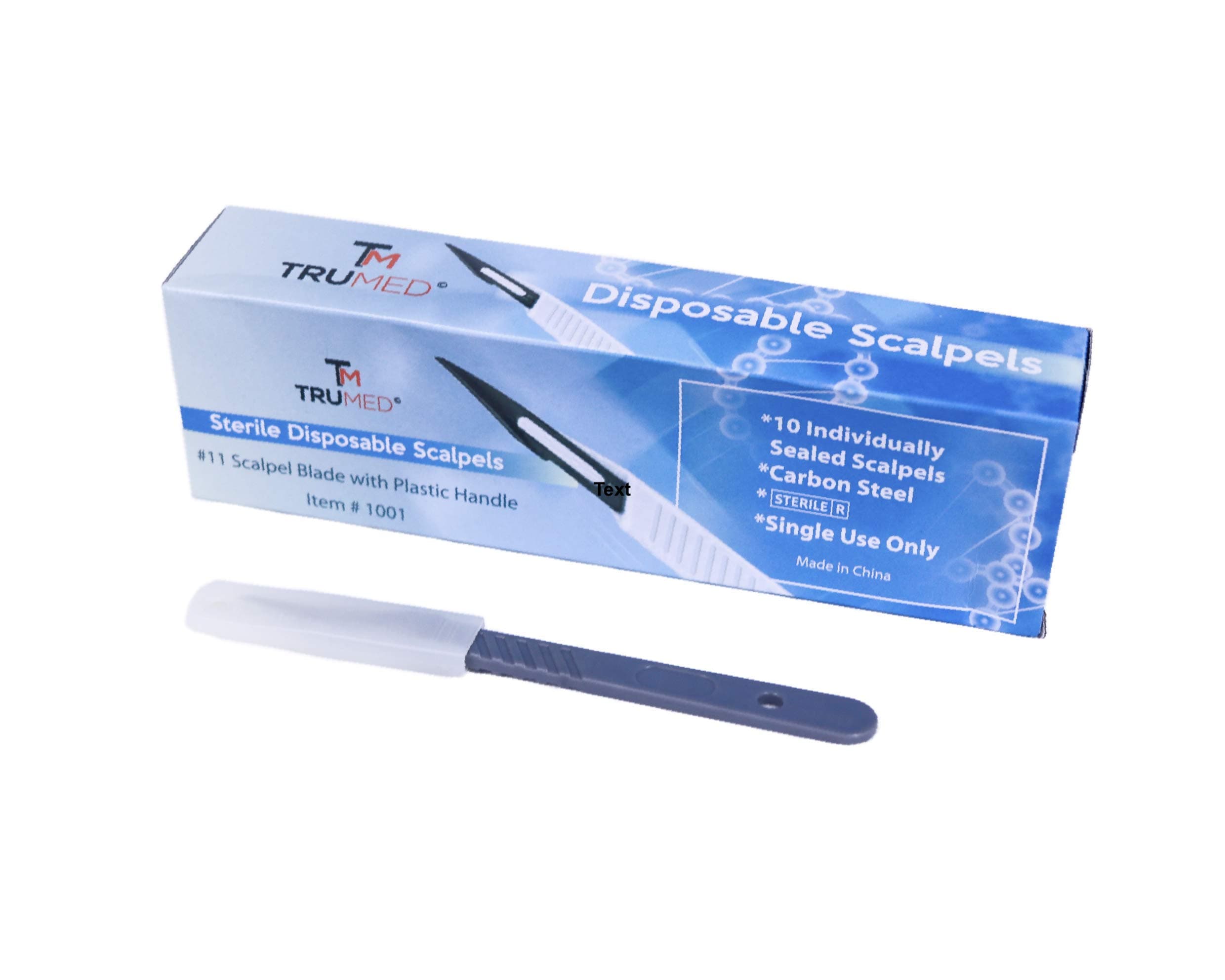 Disposable Scalpels | #11 High-Carbon Steel Blade | Surgical / Dermaplaning Tool | Plastic Handle | Sterile Medical Podiatry Tools | Individually Foil Wrapped ● Box of 10