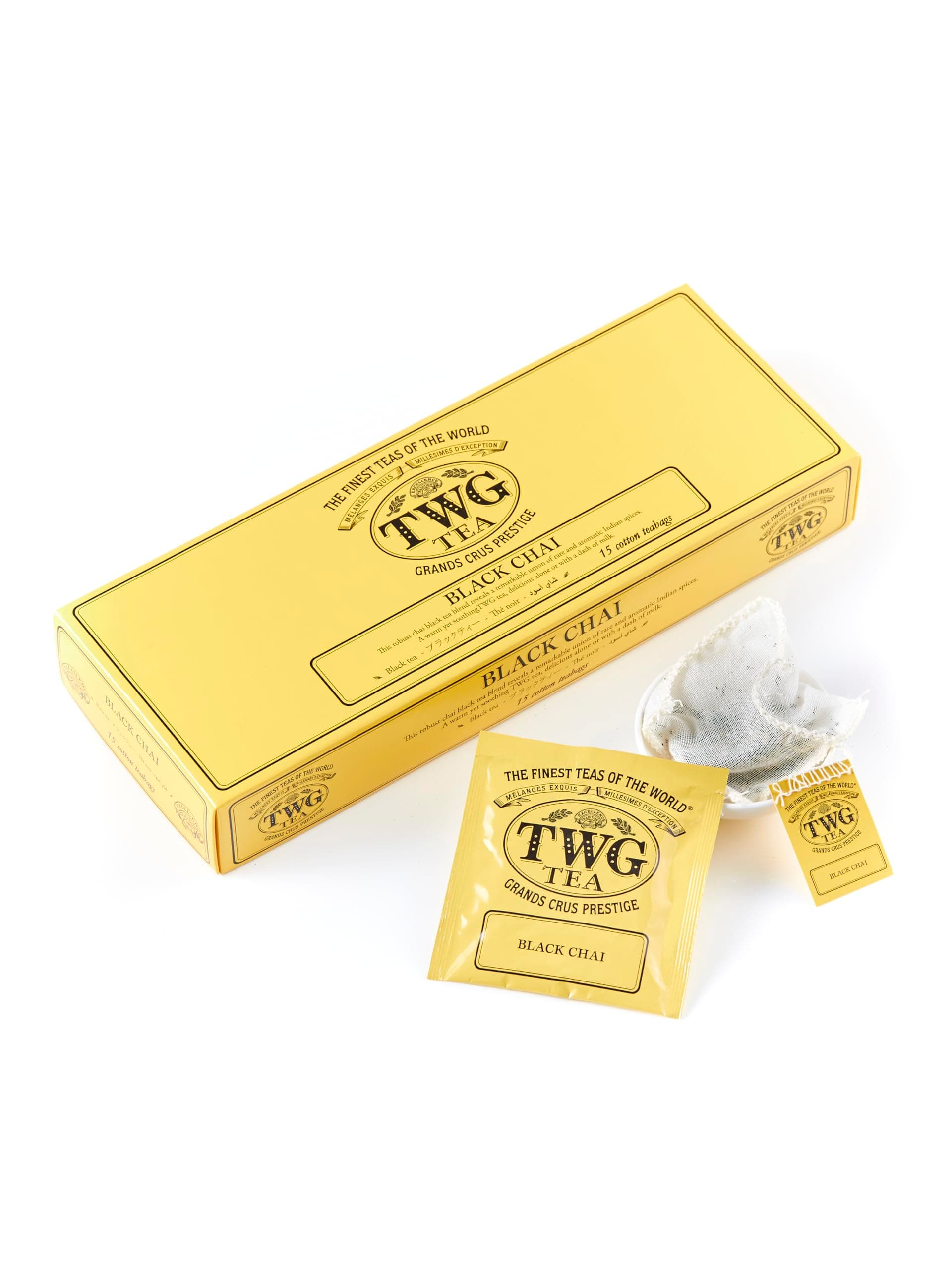 TWG Tea | Black Chai Tea | Black Tea | Aromatic Indian Spices | 15 Hand Sewn Cotton Teabags | Gift Set