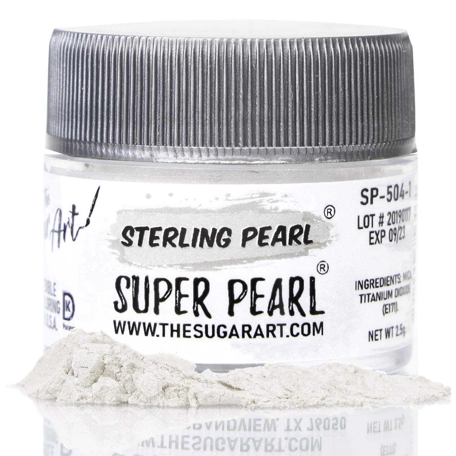Sterling Pearl - Edible Shimmer Powder For Decorating Cakes, Cupcakes, Cake Pops, & More - Dust on Shine & Luster to Sweets - Kosher, Food-Grade Coloring - Super Pearl - 2.5 grams