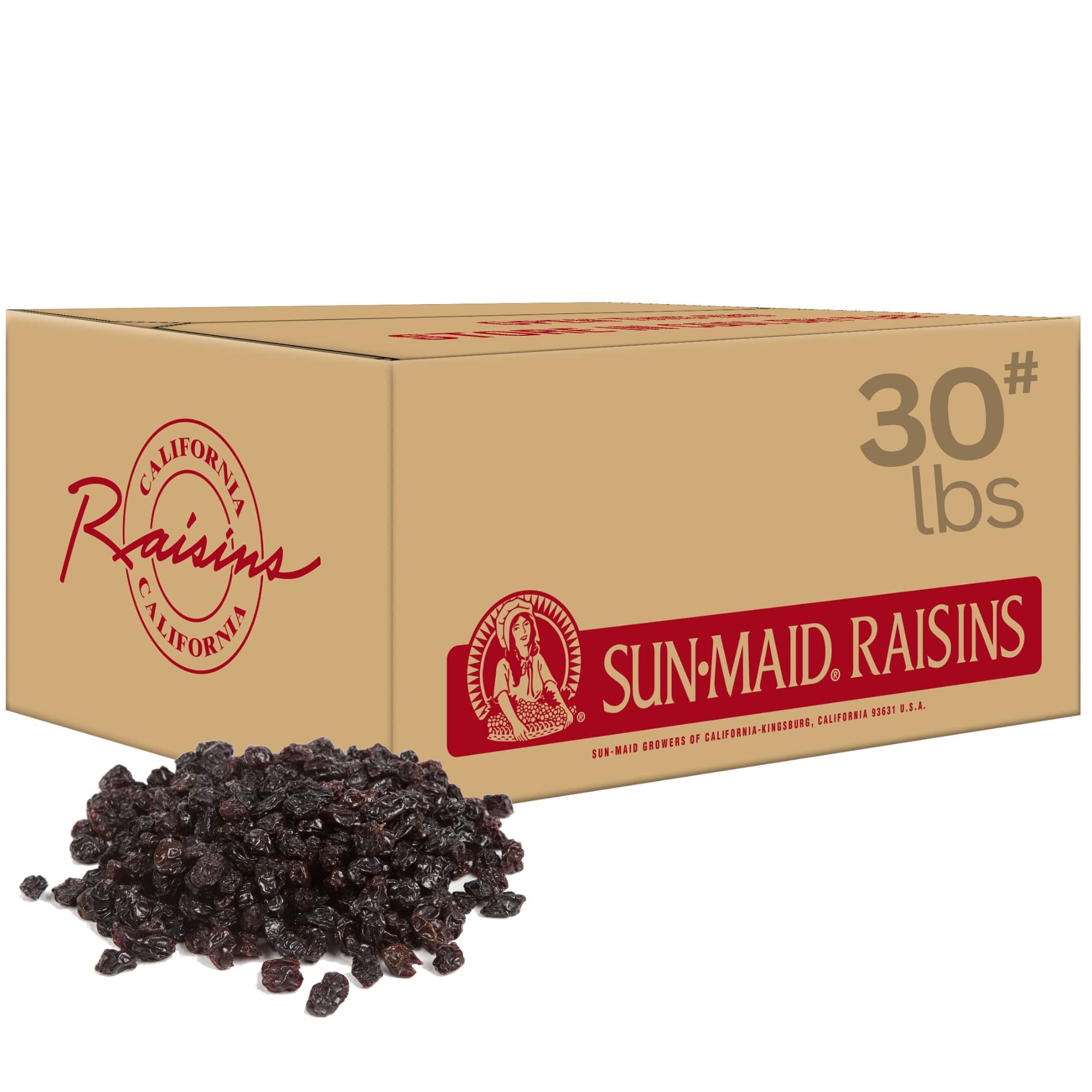 Sun-Maid California Sun-Dried Raisins - 30 lb Box - Dried Fruit Snack for Lunches, Snacks, and Natural Sweeteners